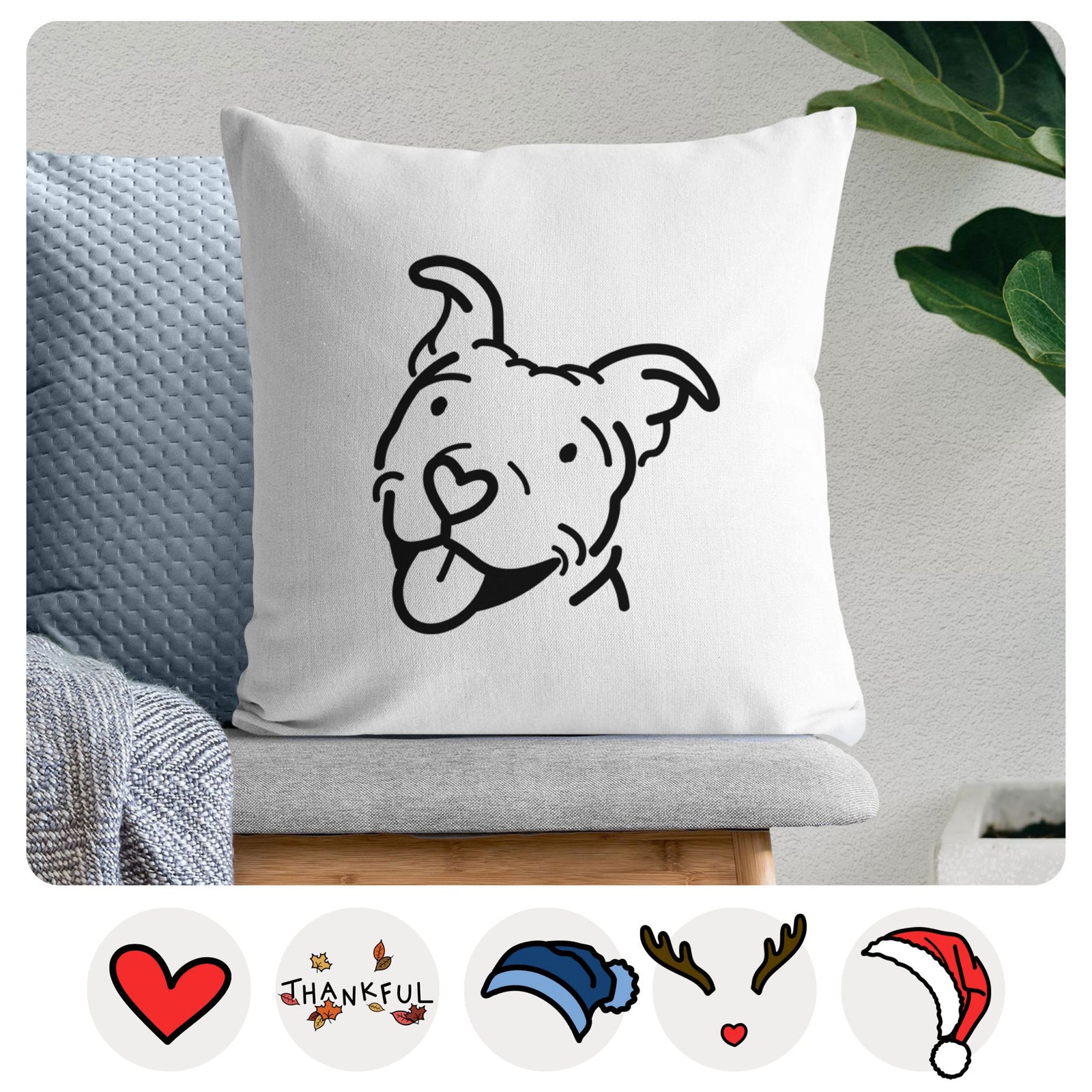 Love Always Pitbull - Arlo -  Throw Pillow Cover