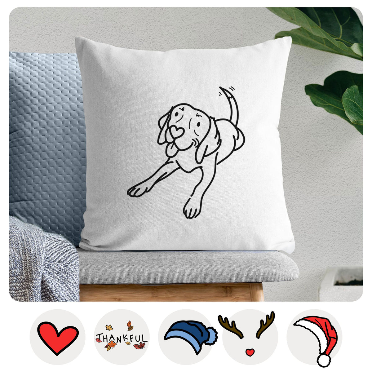 Love Always Beagle - Bagel -  Throw Pillow Cover