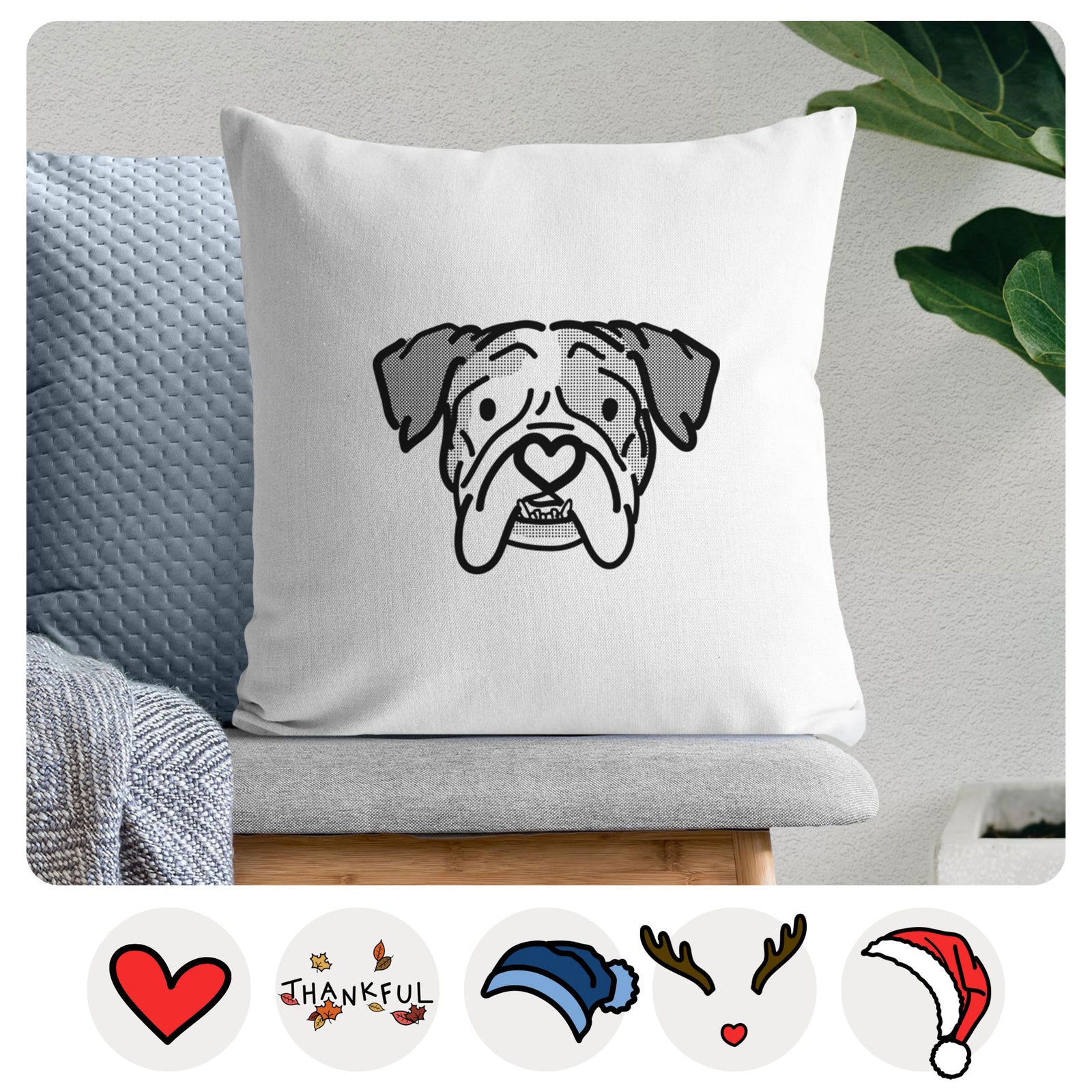 Love Always English Bulldog - Bailey -  Throw Pillow Cover