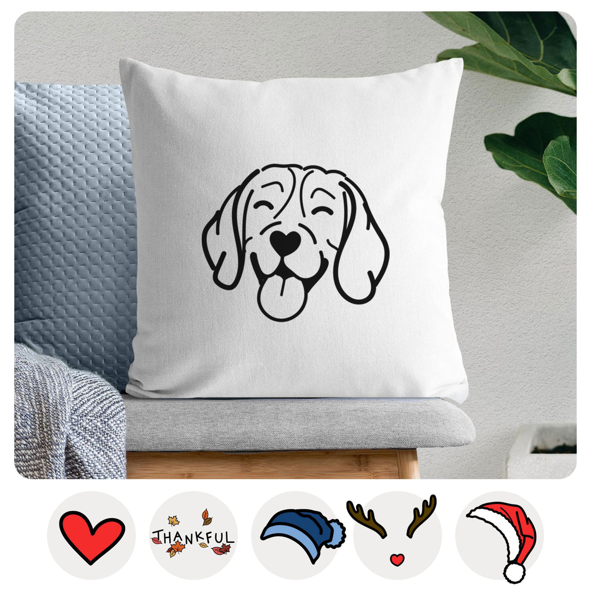 Love Always Beagle - Throw Pillow Cover
