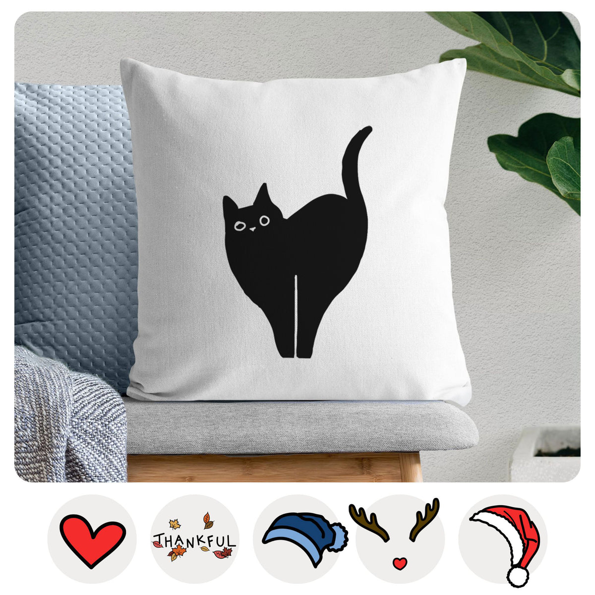 Love Always Black Cat - Bella -  Throw Pillow Cover