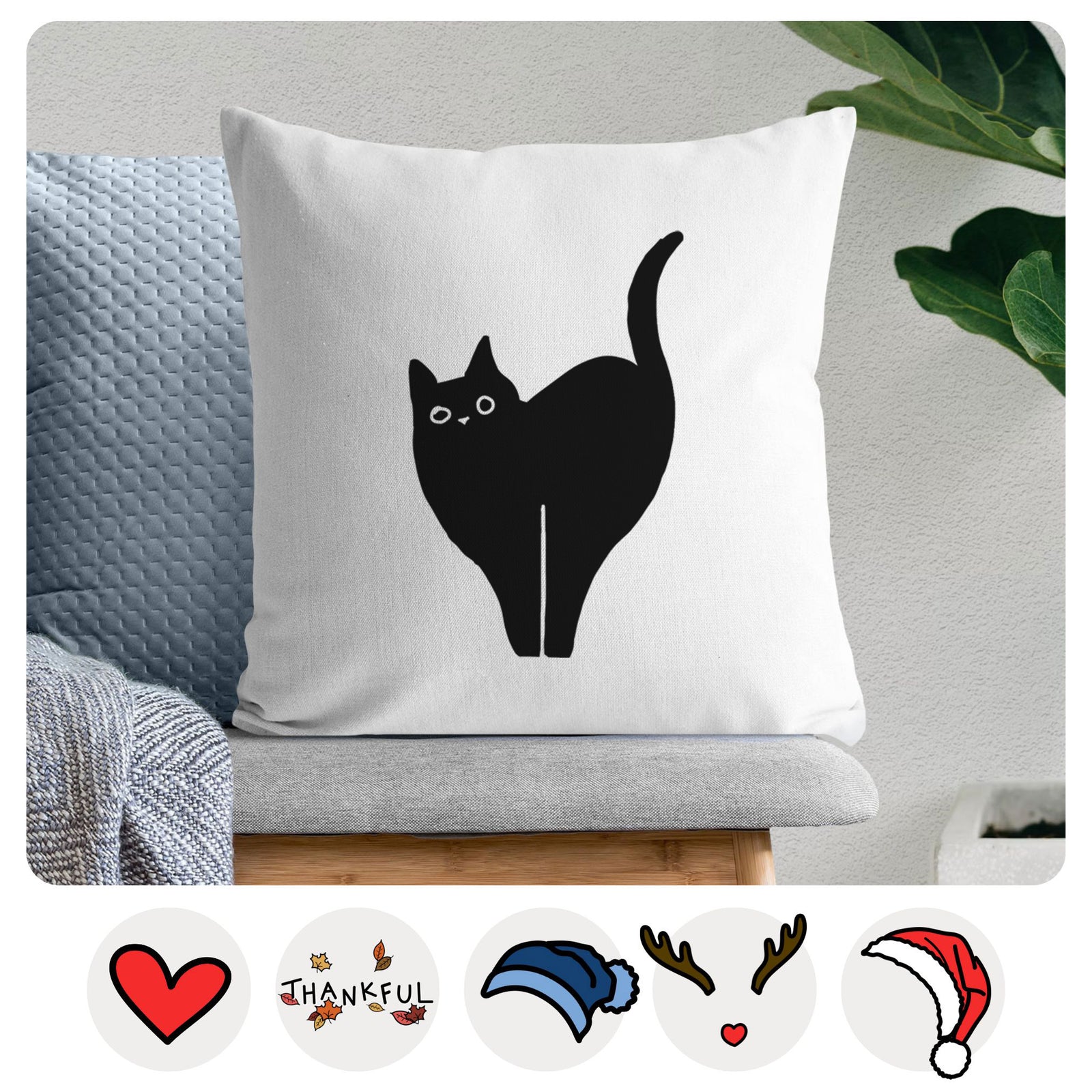 Love Always Black Cat - Bella -  Throw Pillow Cover