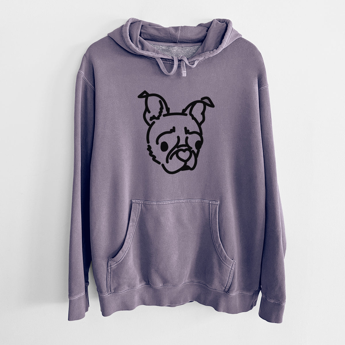 Love Always Pug Boston Terrier Mix - Bella - Unisex Pigment Dyed Hoodie