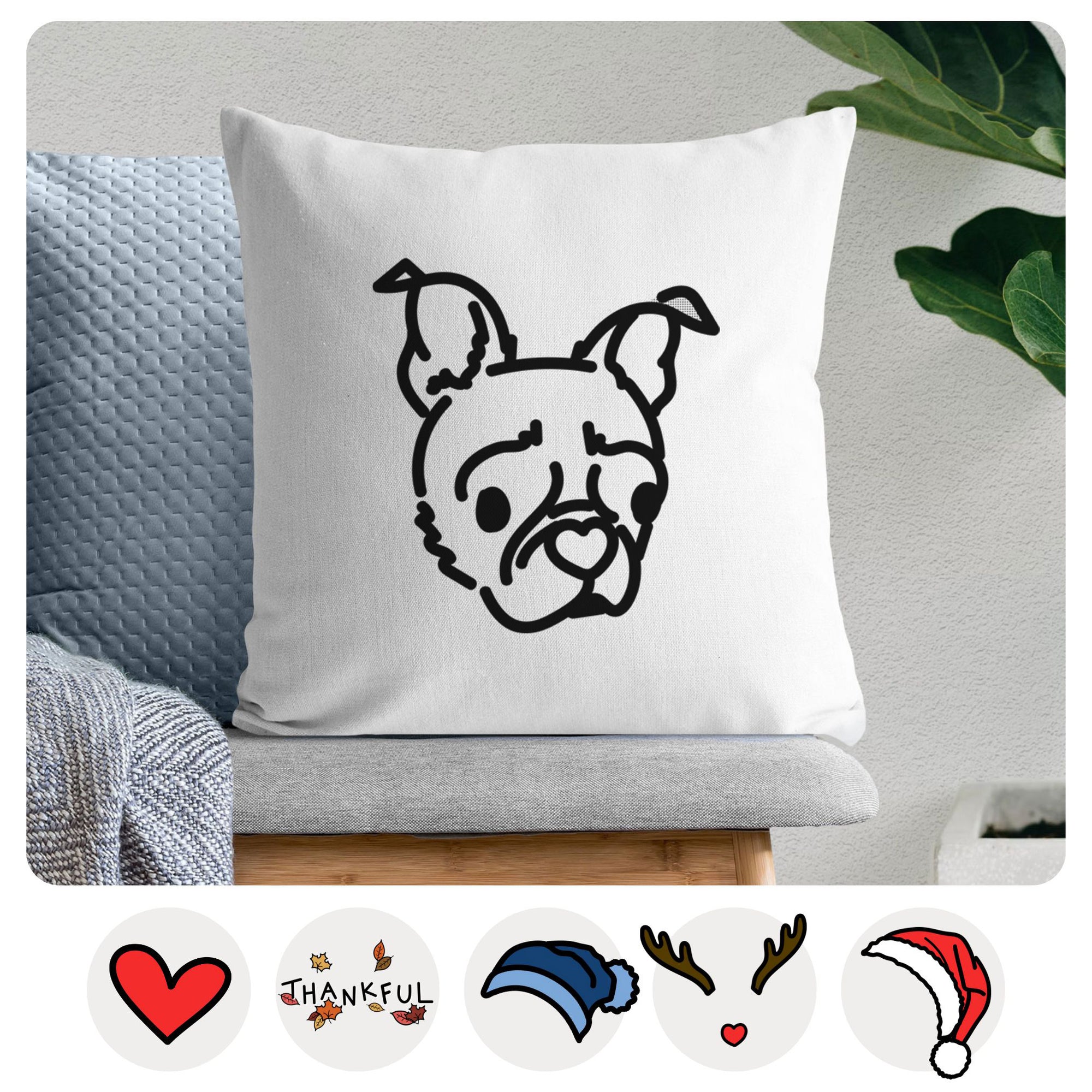 Love Always Pug Boston Terrier Mix - Bella -  Throw Pillow Cover