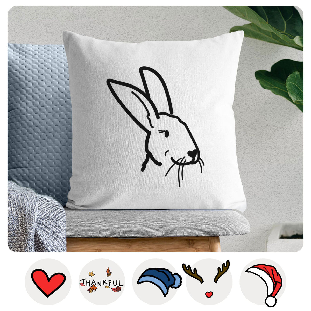 Love Always Rex Rabbit - Betsy -  Throw Pillow Cover