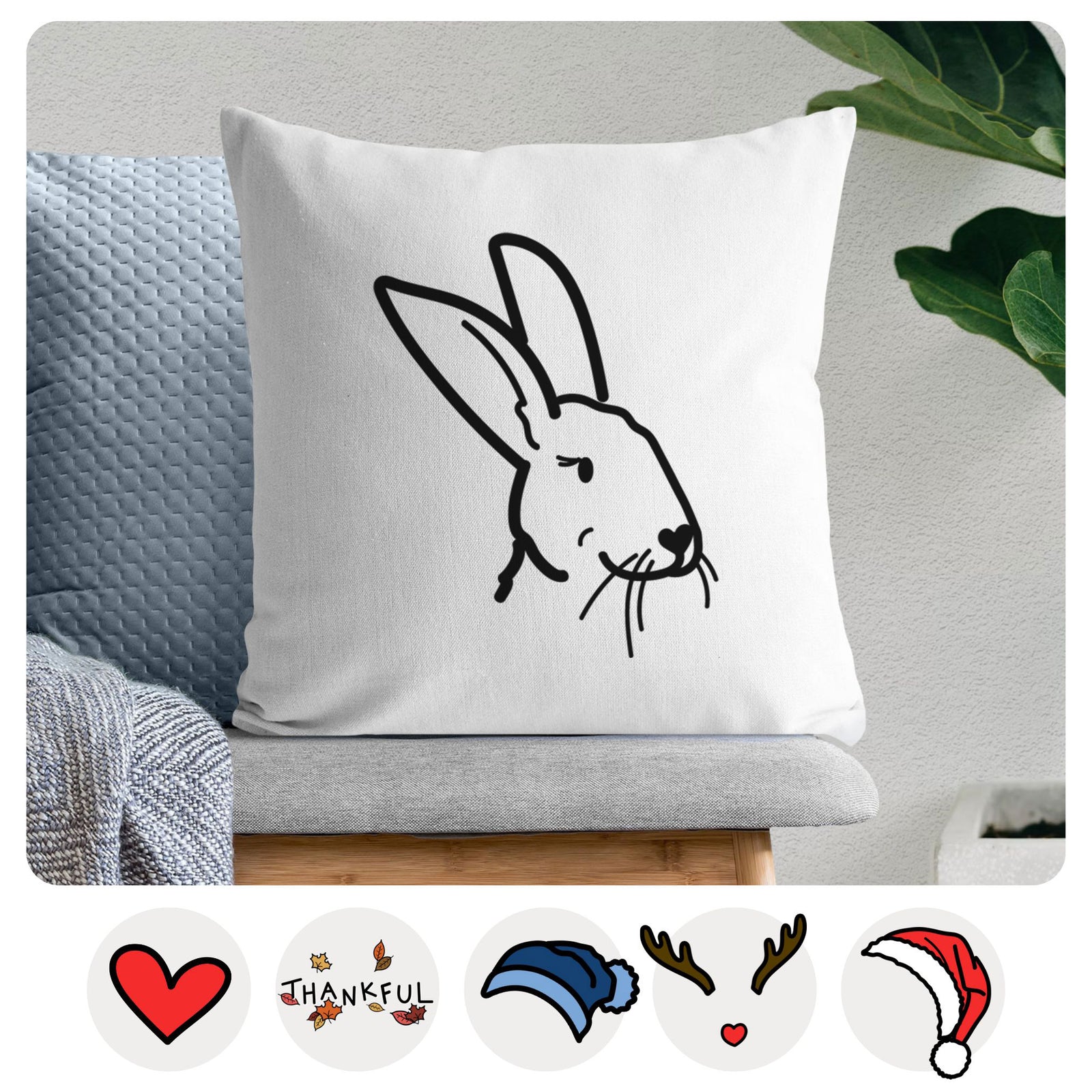Love Always Rex Rabbit - Betsy -  Throw Pillow Cover