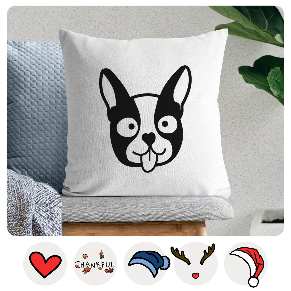 Love Always Boston Terrier - Throw Pillow Cover