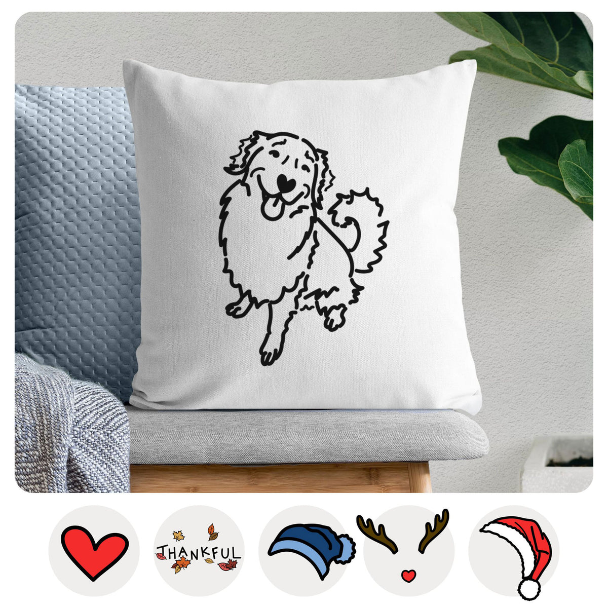 Love Always Golden Retriever - Brinkley -  Throw Pillow Cover