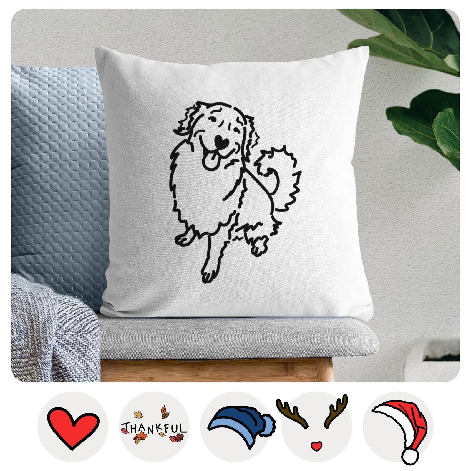 Love Always Golden Retriever - Brinkley -  Throw Pillow Cover