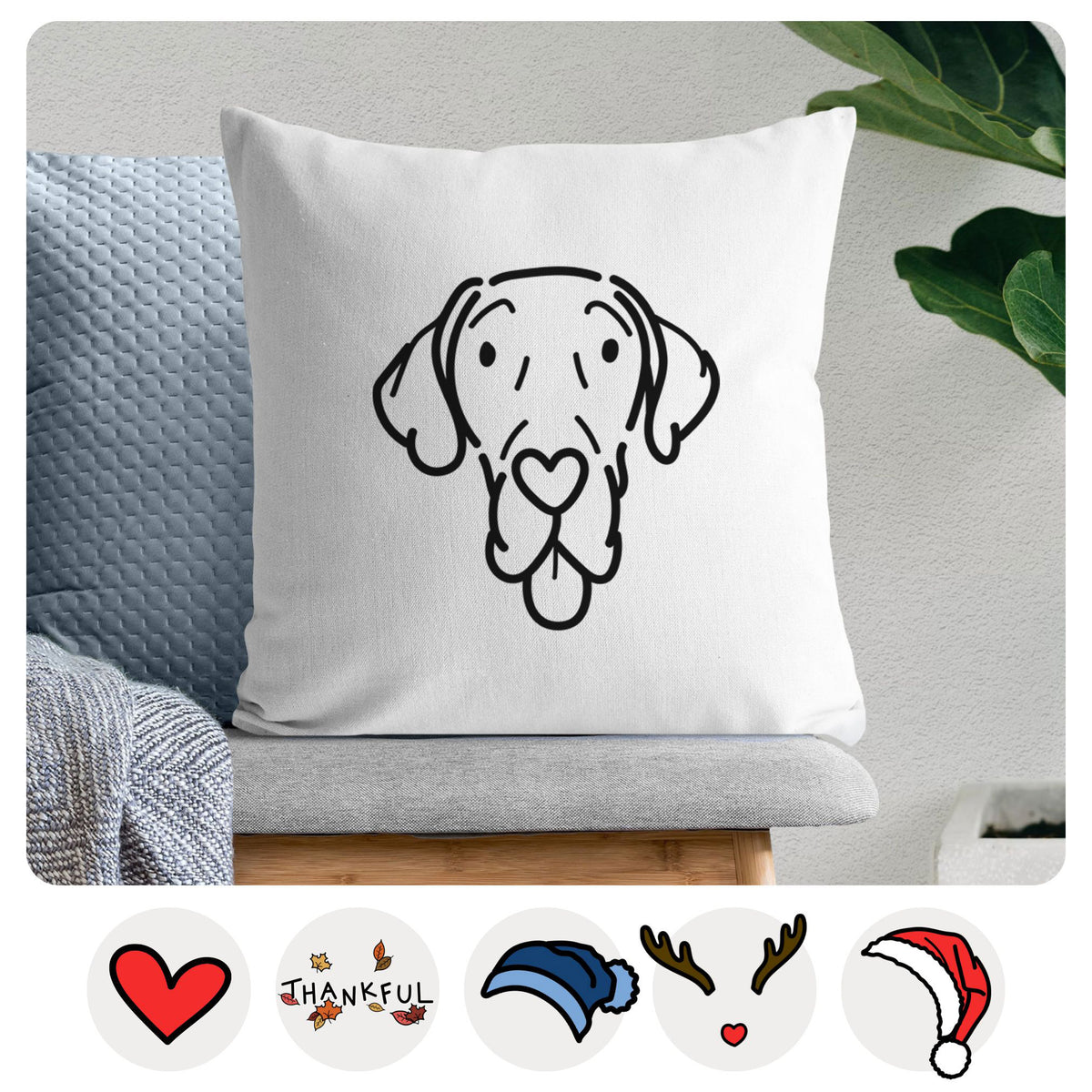Love Always Great Dane - Bruce -  Throw Pillow Cover