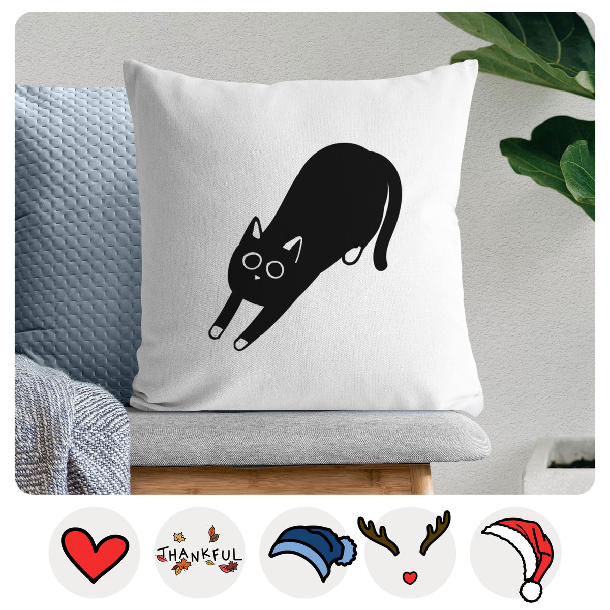 Love Always Black Cat - Bug -  Throw Pillow Cover