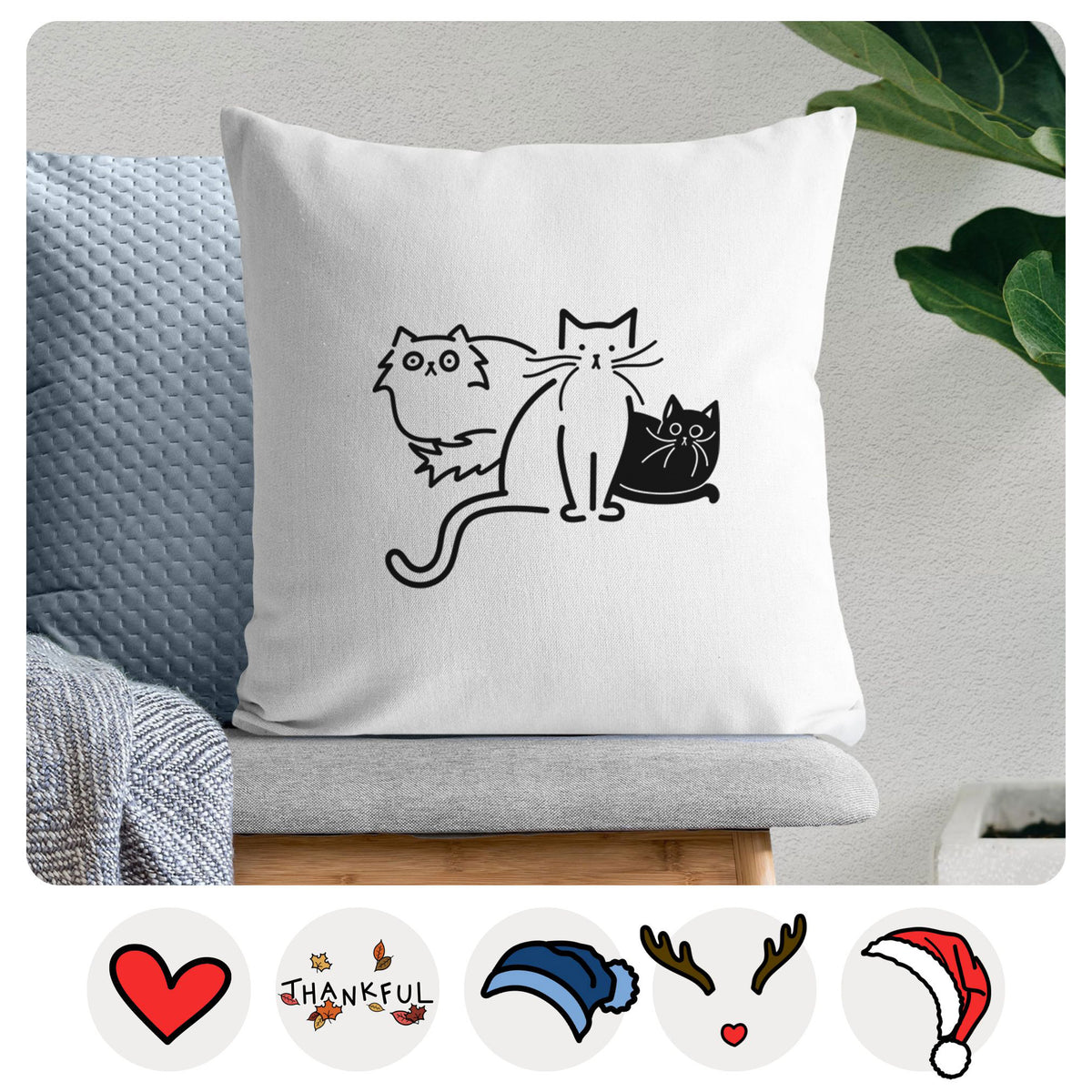 Love Always Cats - Cats -  Throw Pillow Cover