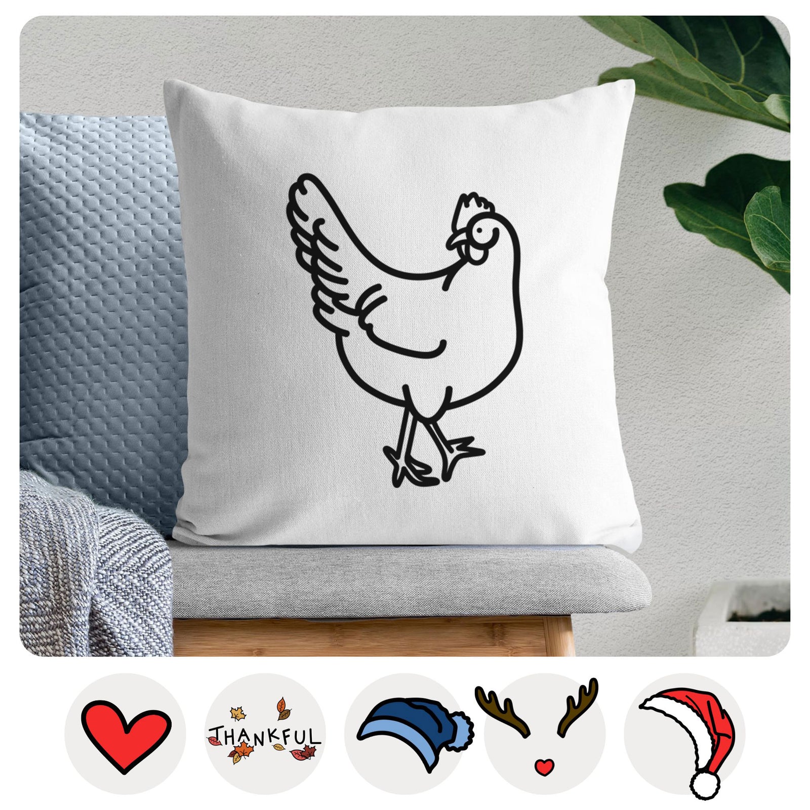 Love Always Chicken - Daisy -  Throw Pillow Cover