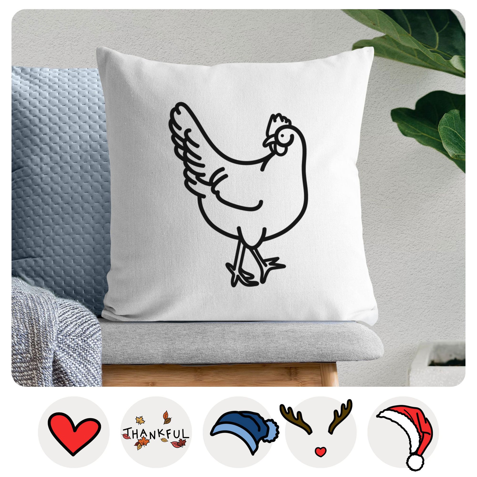 Love Always Chicken - Daisy -  Throw Pillow Cover