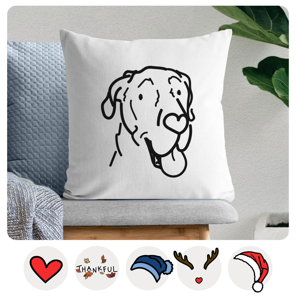 Love Always Great Dane - Duncan -  Throw Pillow Cover