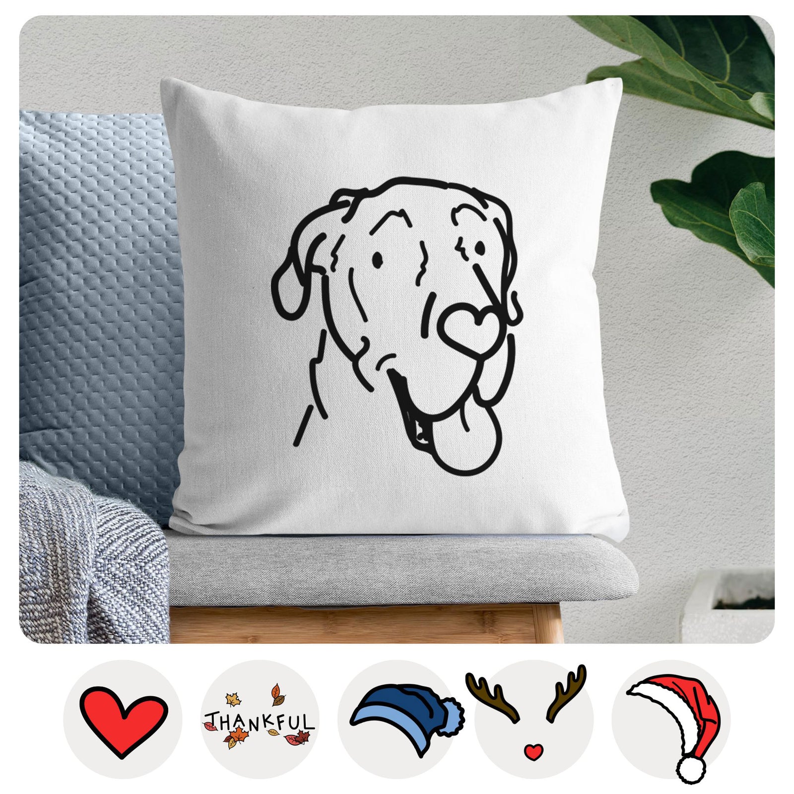 Love Always Great Dane - Duncan -  Throw Pillow Cover