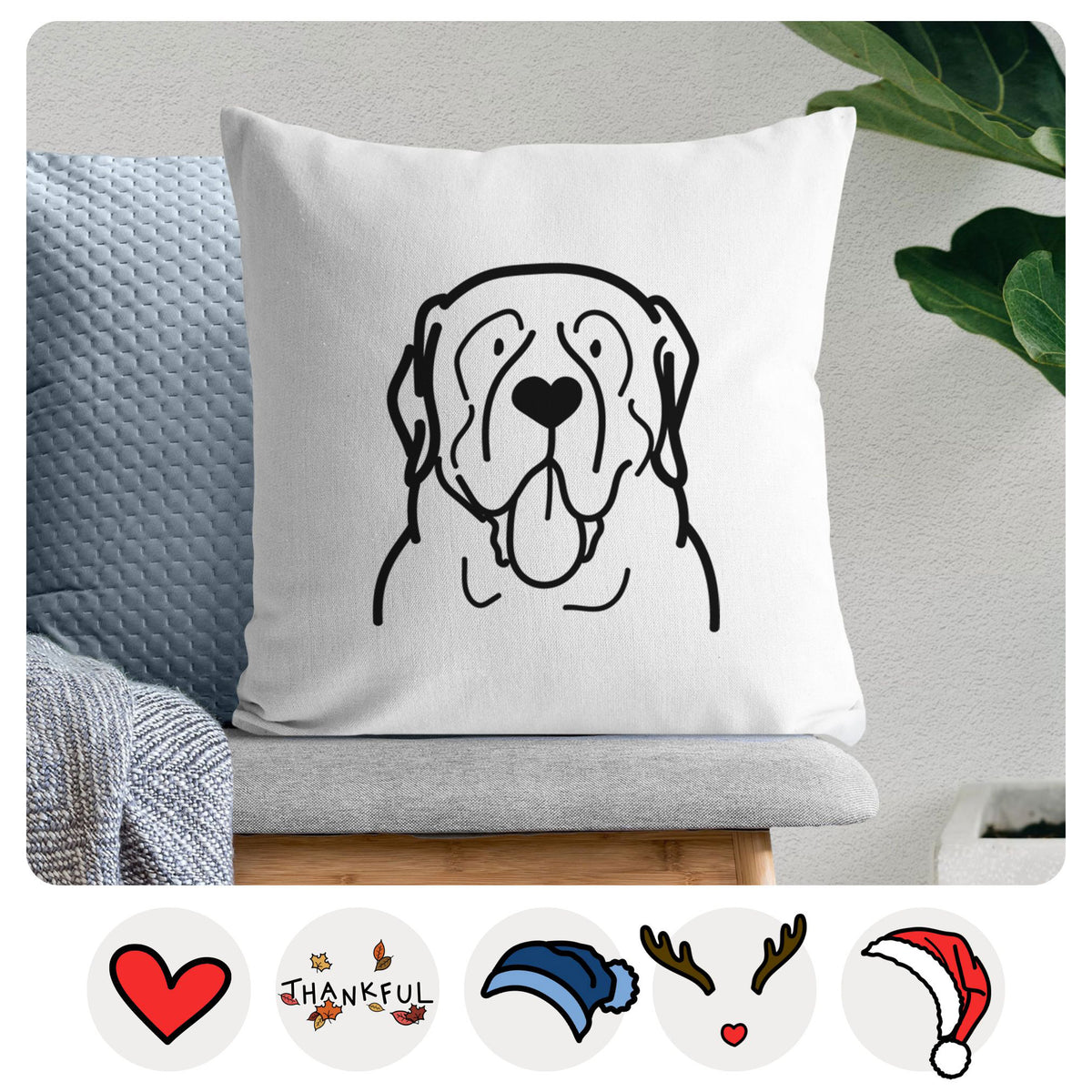 Love Always English Mastiff - Throw Pillow Cover