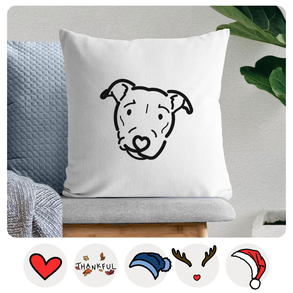 Love Always Pitbull Mix - Ernie -  Throw Pillow Cover