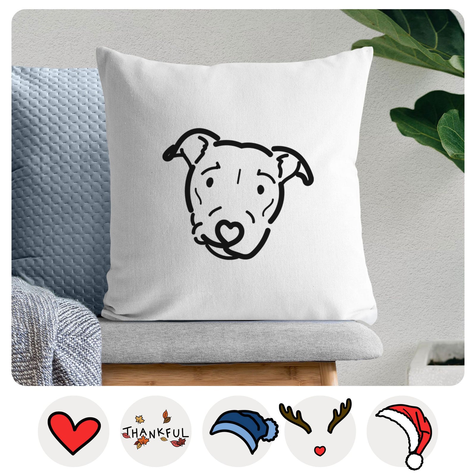 Love Always Pitbull Mix - Ernie -  Throw Pillow Cover