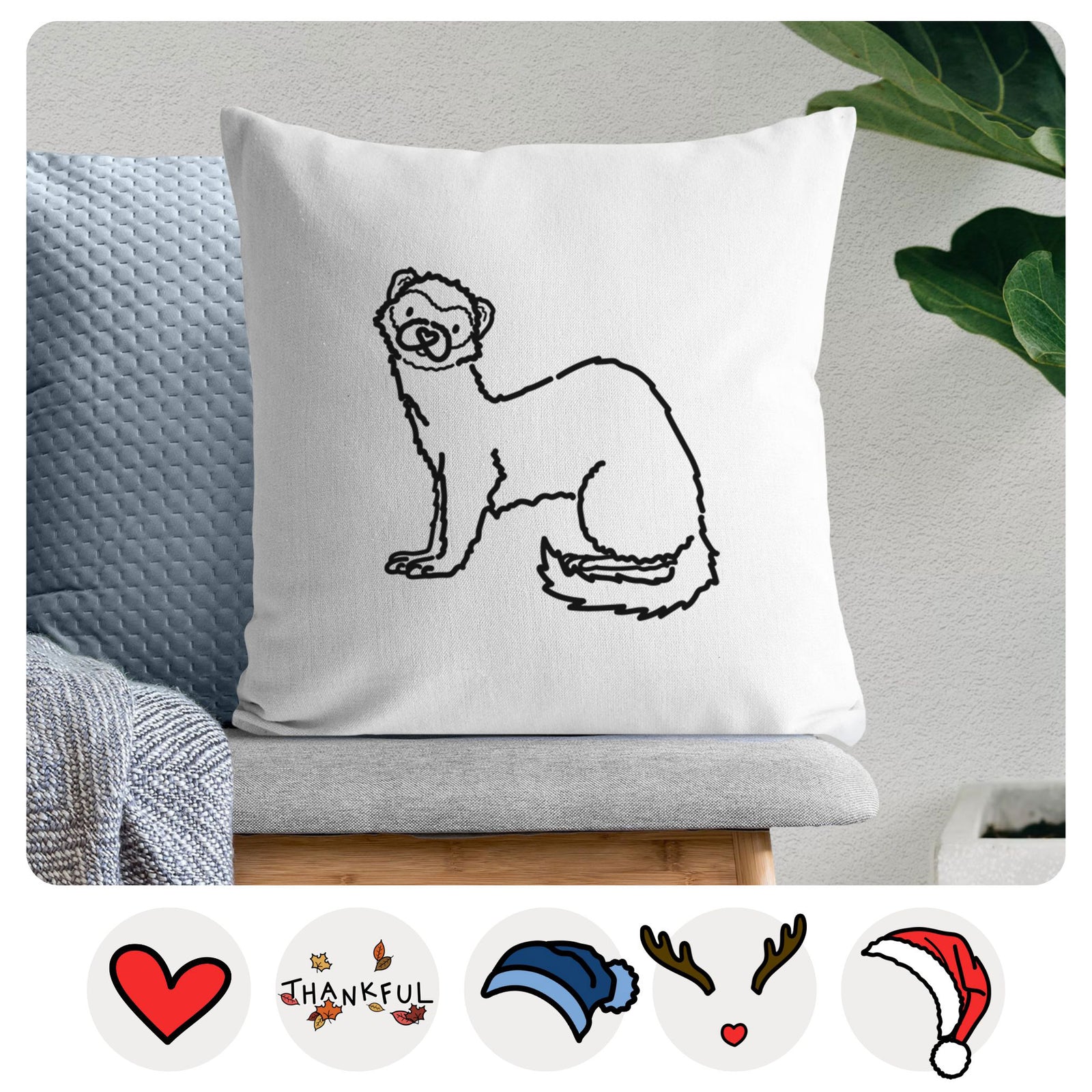Love Always Ferret - Fern -  Throw Pillow Cover
