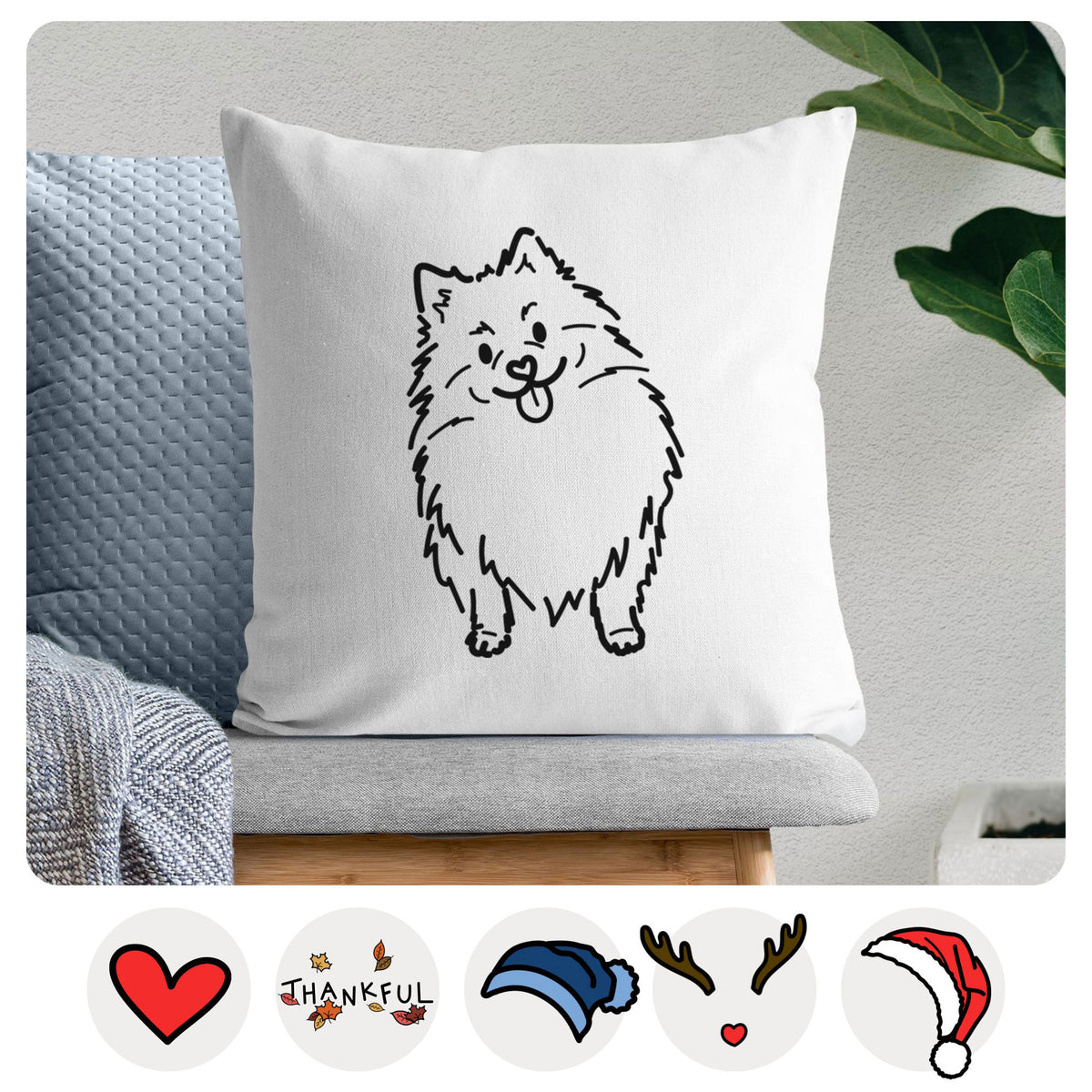 Love Always Pomeranian - Fern -  Throw Pillow Cover
