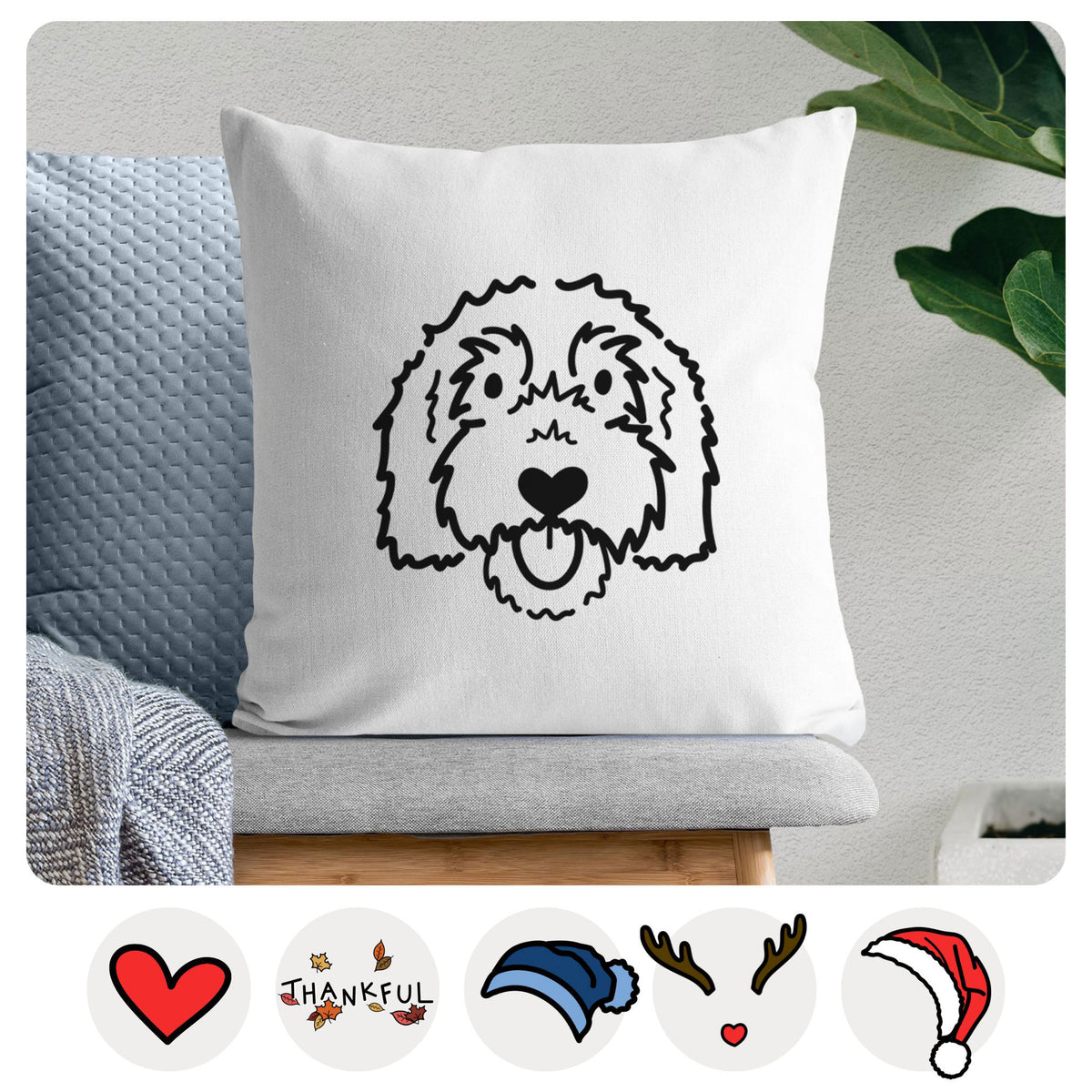 Love Always Goldendoodle - Gus -  Throw Pillow Cover