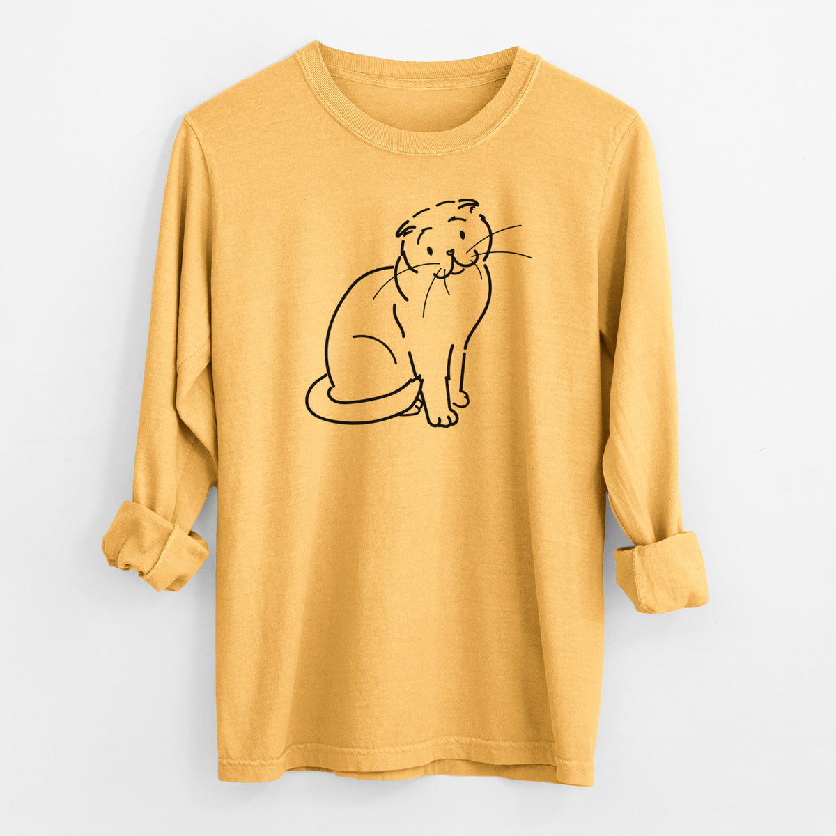 Love Always Scottish Fold Cat - Hank - Heavyweight 100% Cotton Long Sleeve