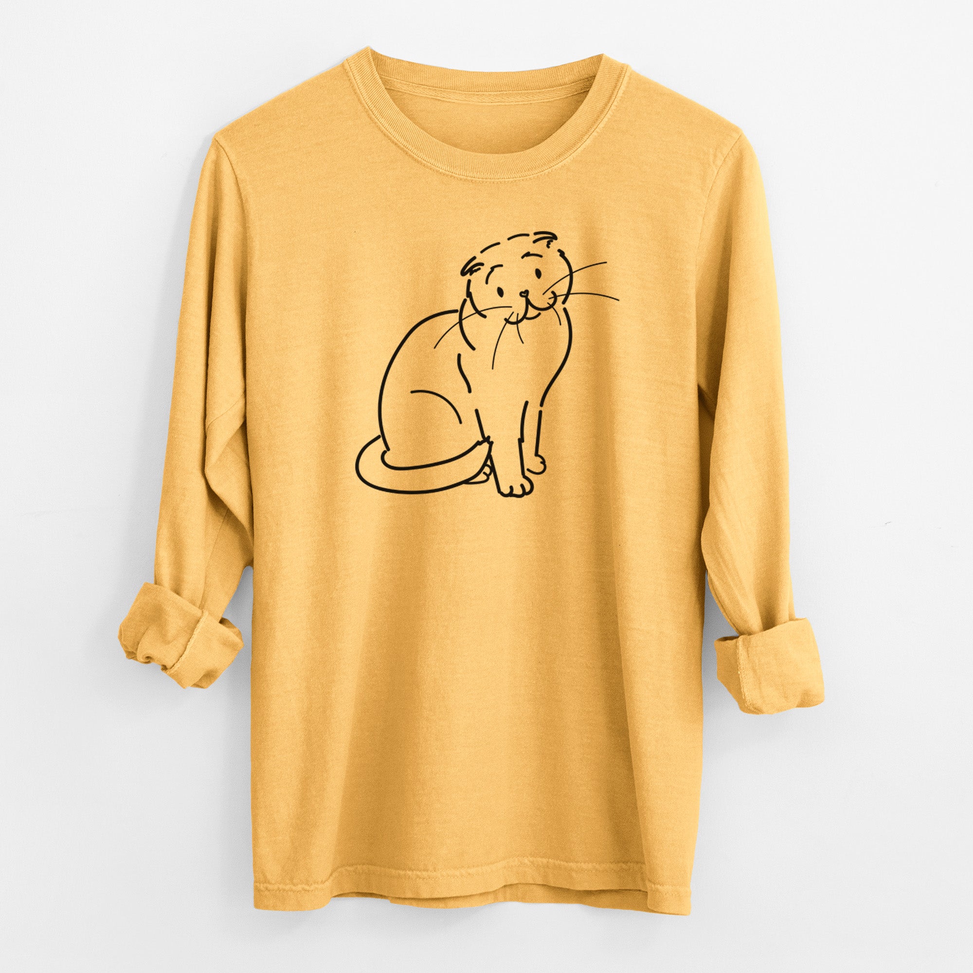 Love Always Scottish Fold Cat - Hank - Heavyweight 100% Cotton Long Sleeve