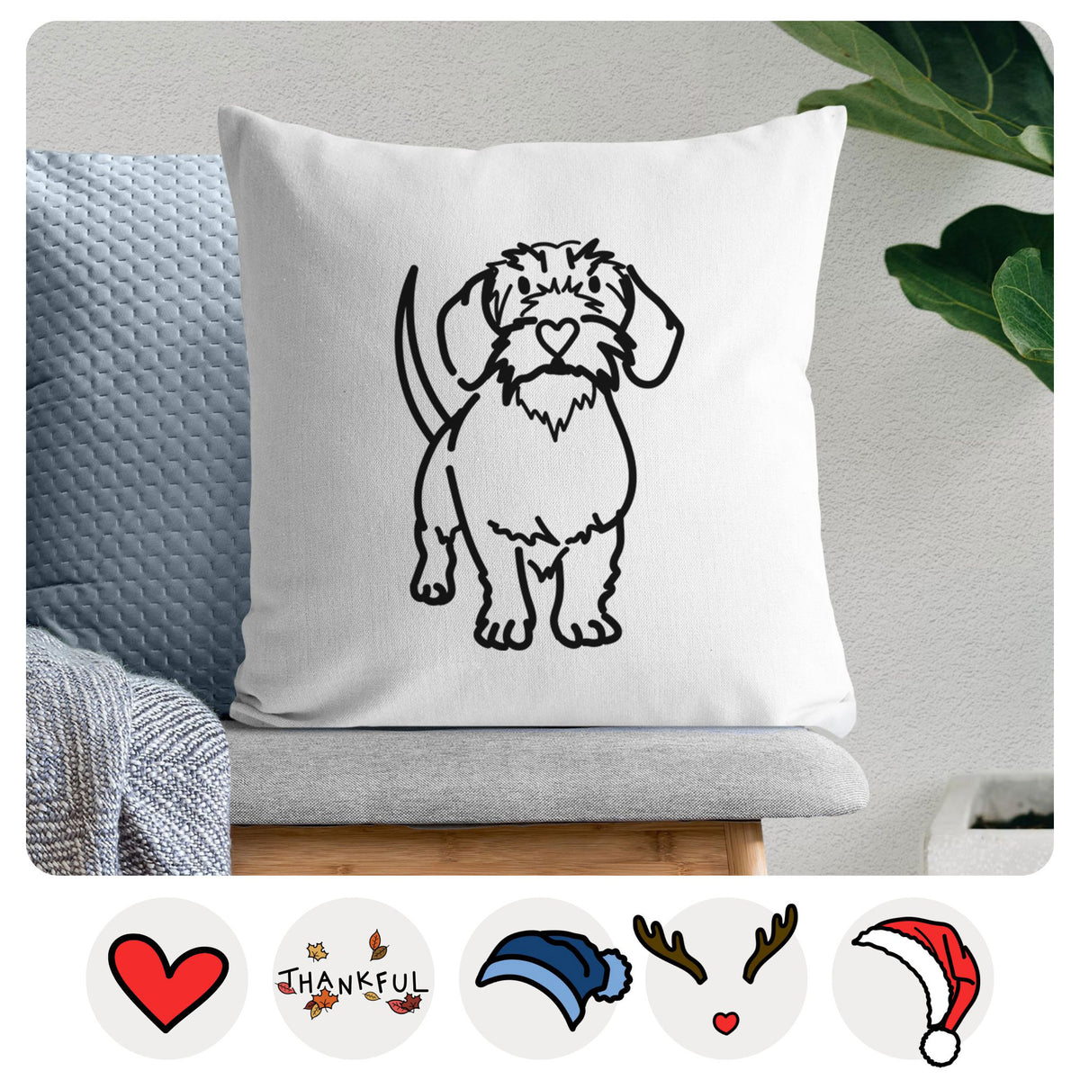 Love Always Wire Dachshund - Henry -  Throw Pillow Cover