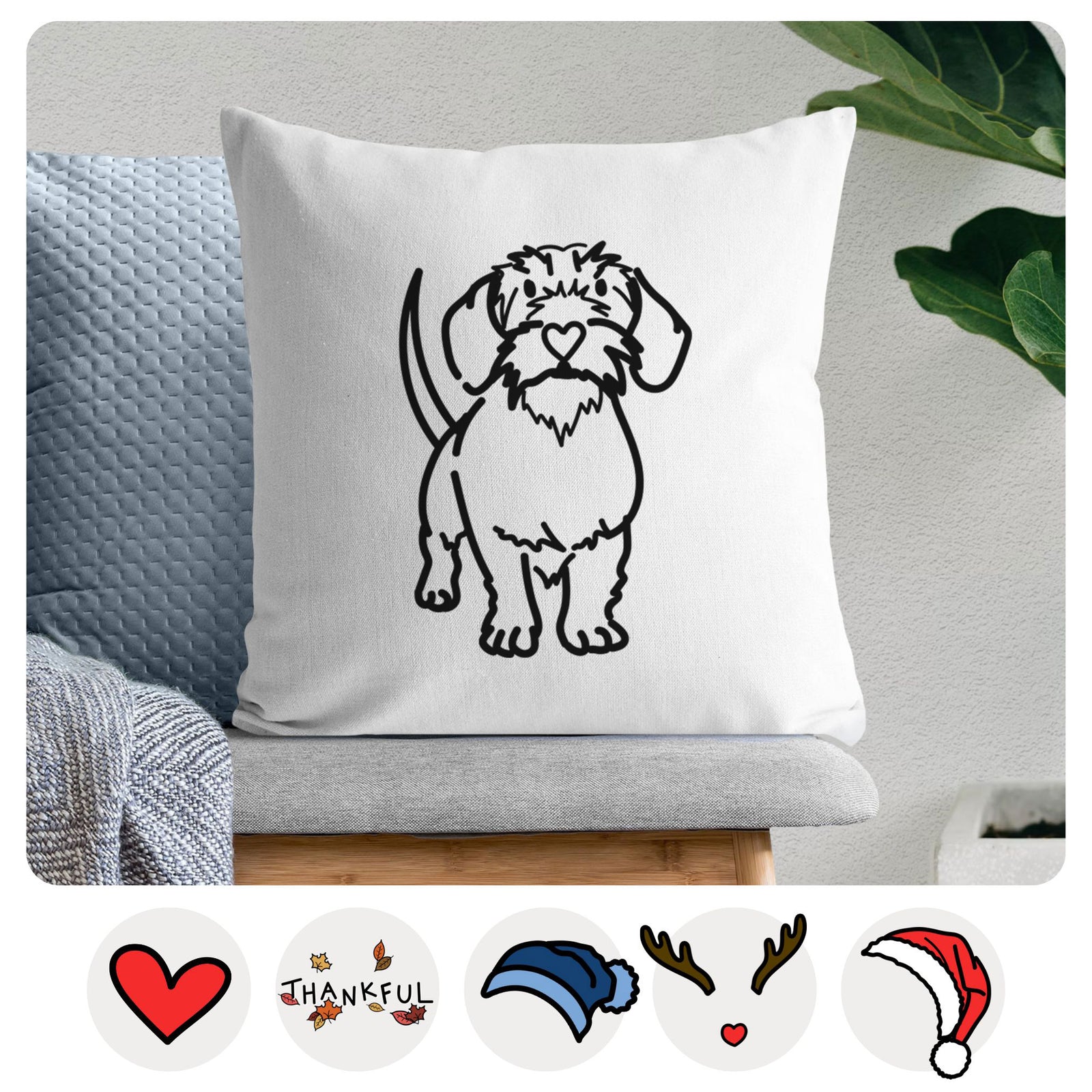 Love Always Wire Dachshund - Henry -  Throw Pillow Cover