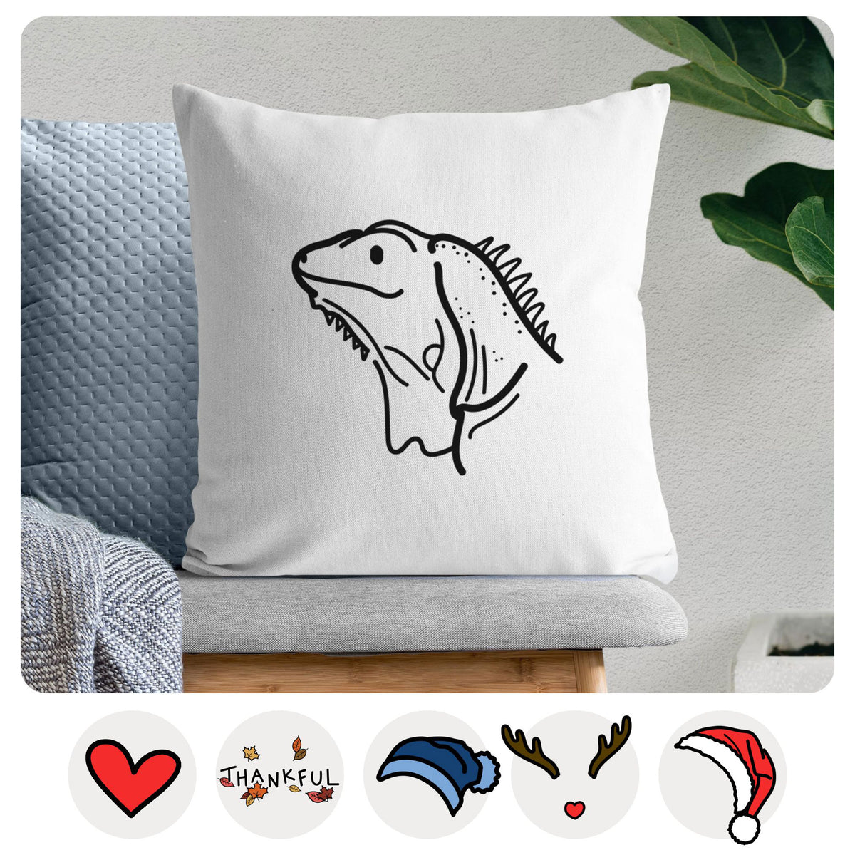 Love Always Iguana - Louie -  Throw Pillow Cover