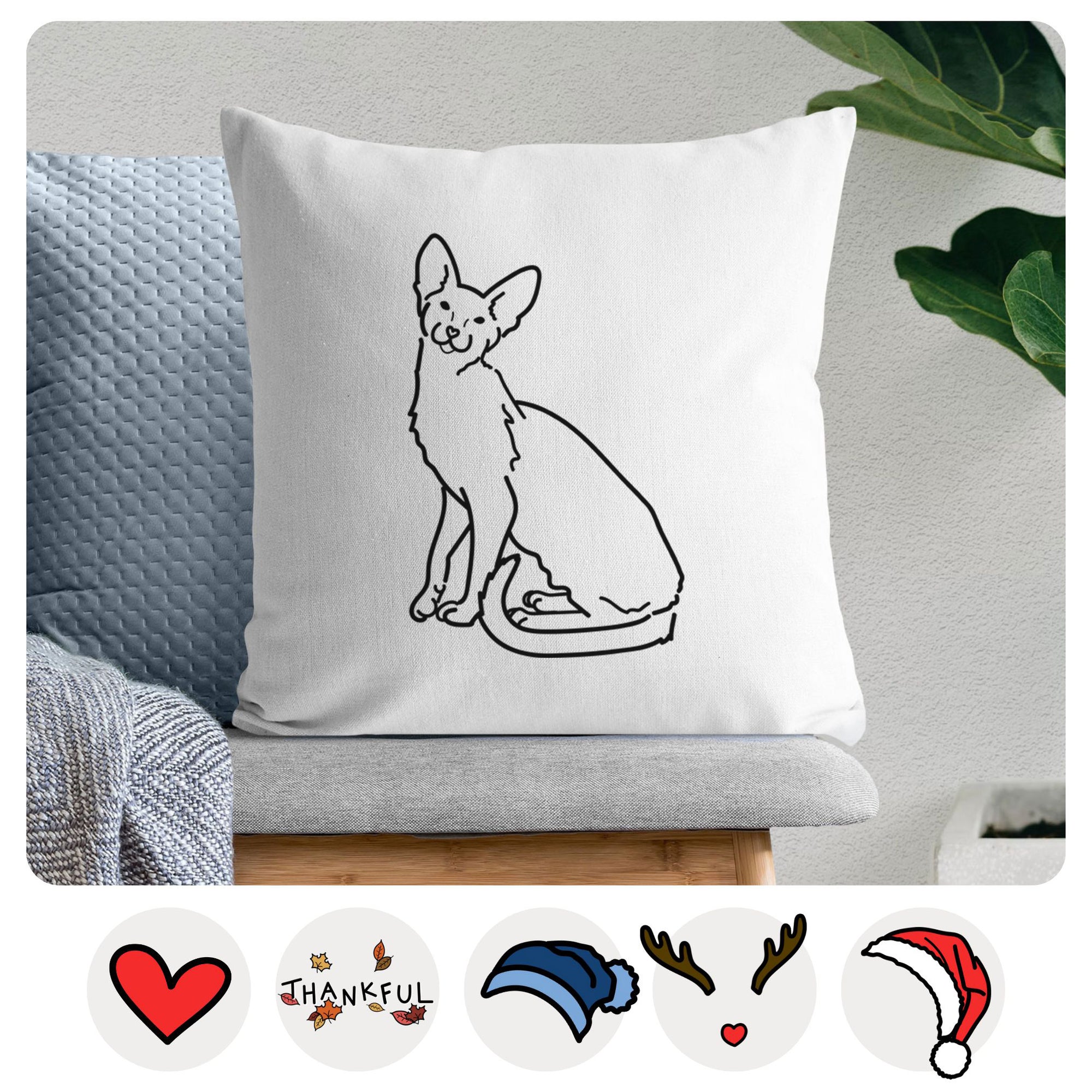 Love Always Oriental Shorthair Cat - Lyra -  Throw Pillow Cover