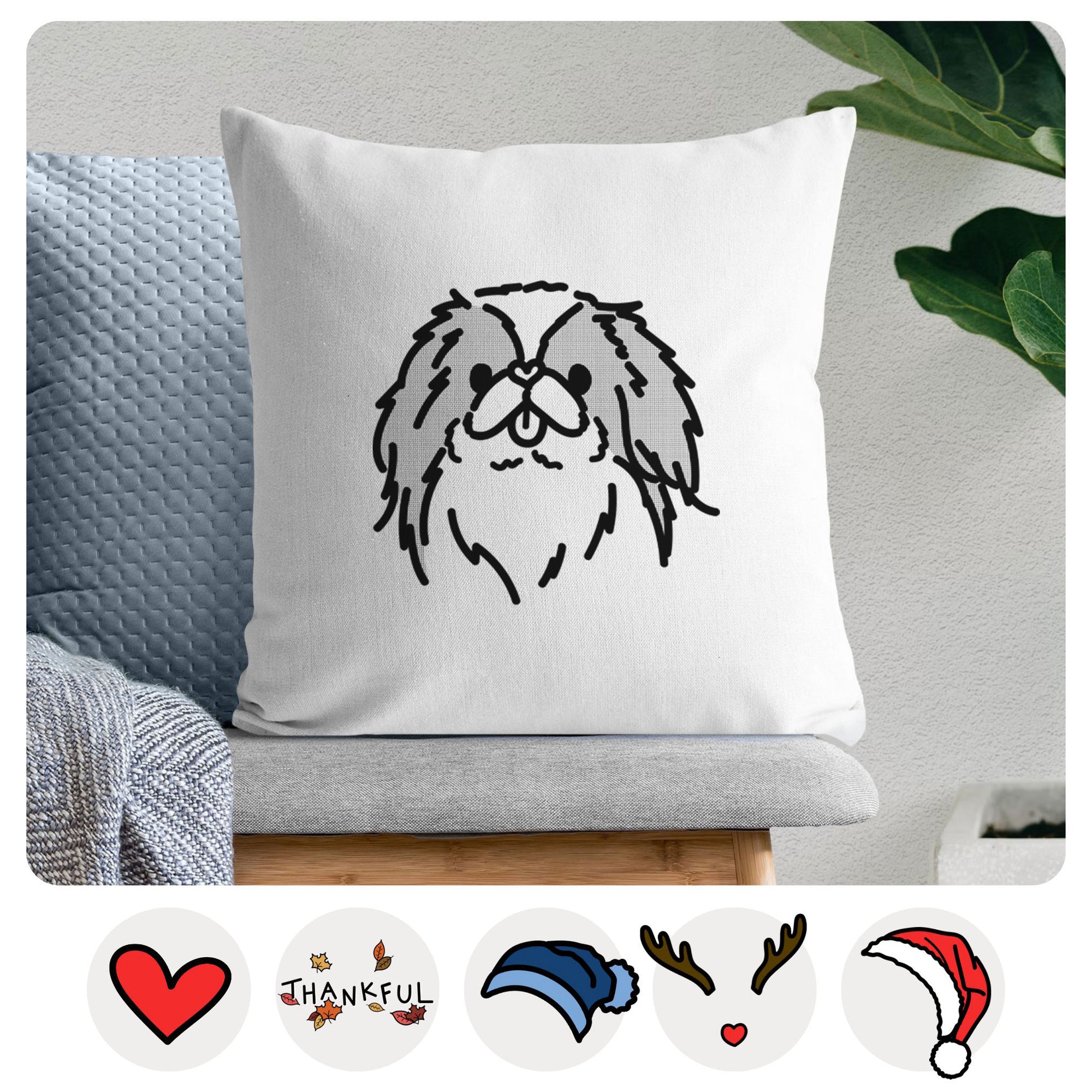Love Always Japanese Chin - Macha -  Throw Pillow Cover