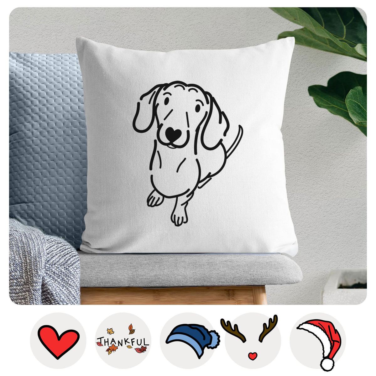 Love Always Dachshund - Moxie -  Throw Pillow Cover