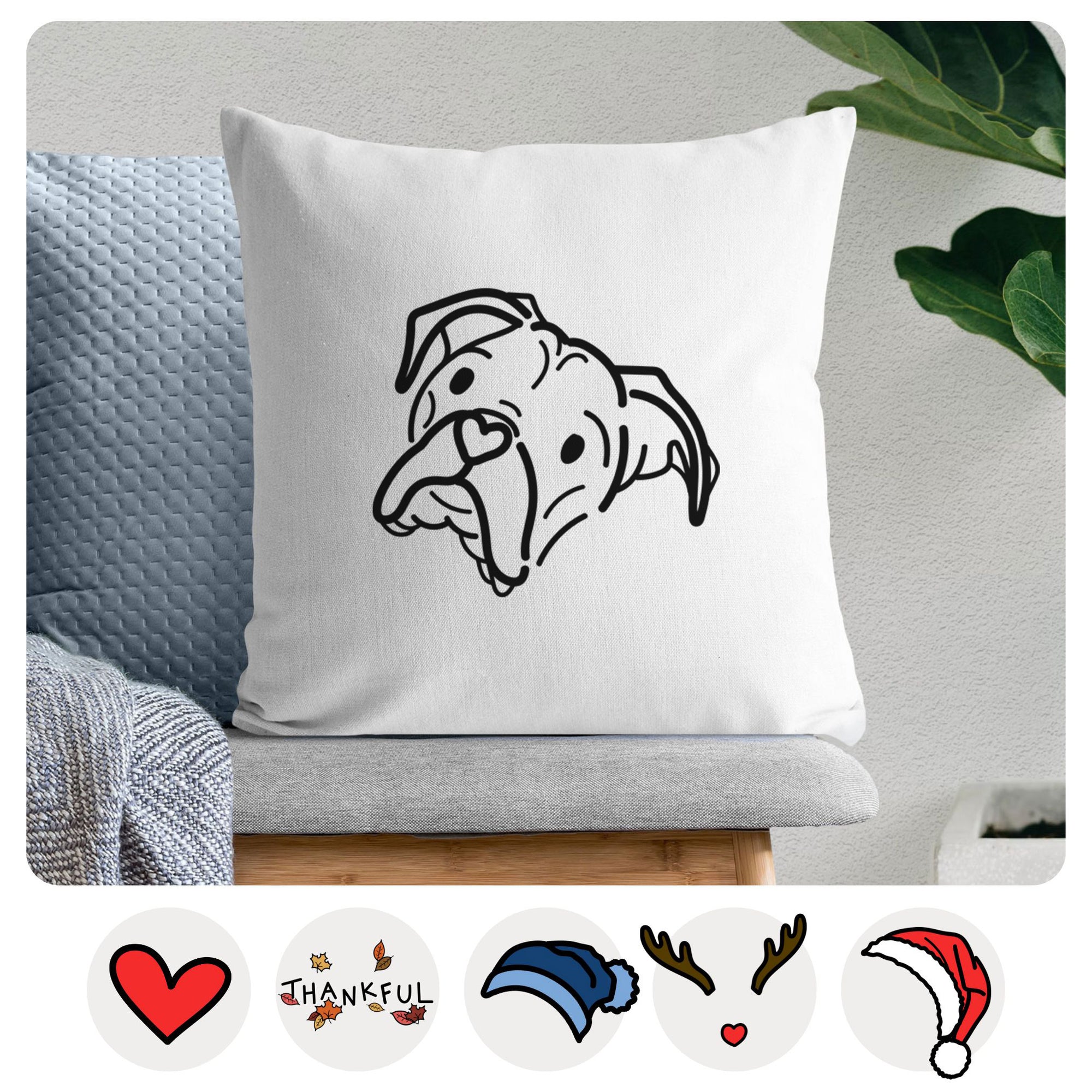 Love Always Boxer - Noodle -  Throw Pillow Cover