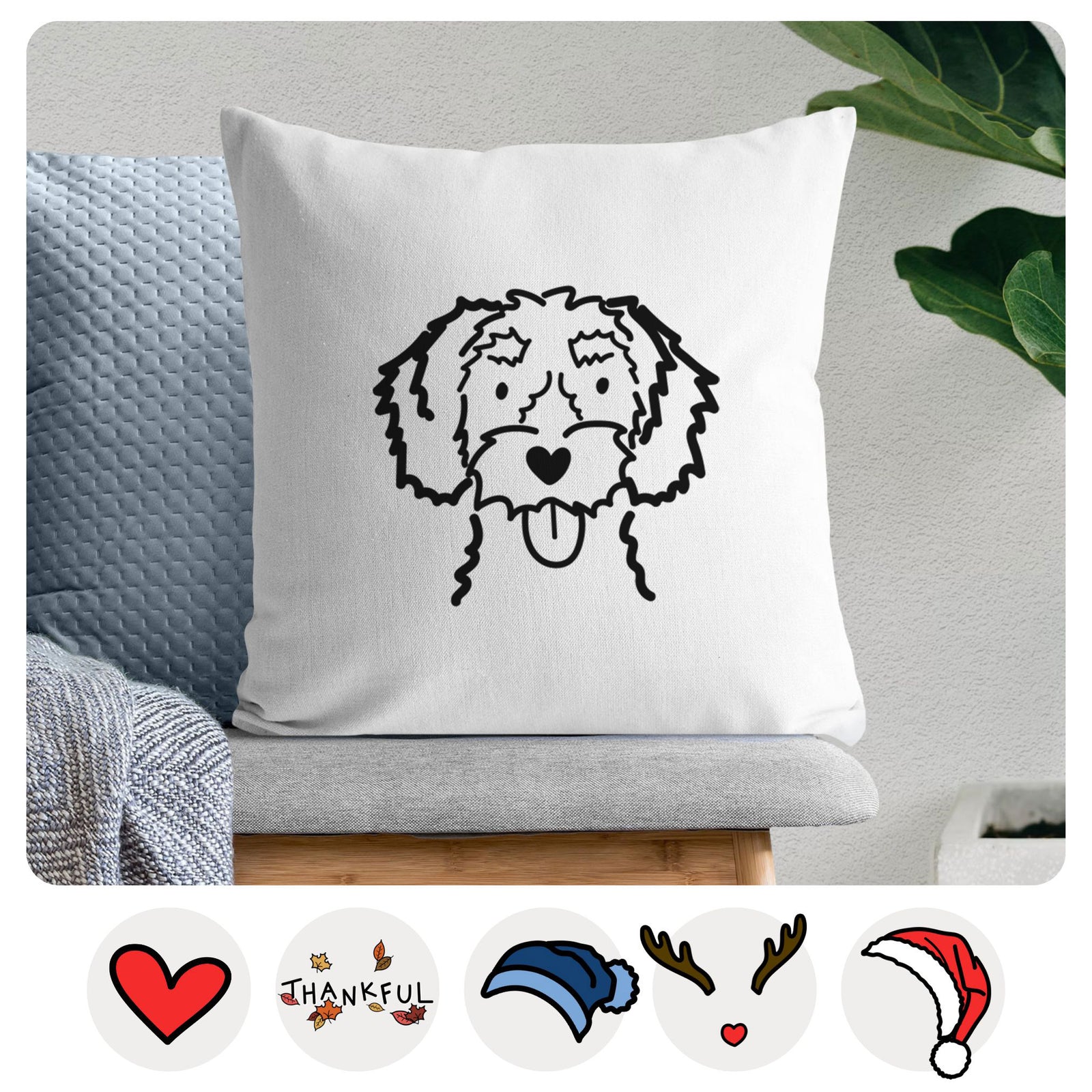 Love Always White Schnoodle - Throw Pillow Cover