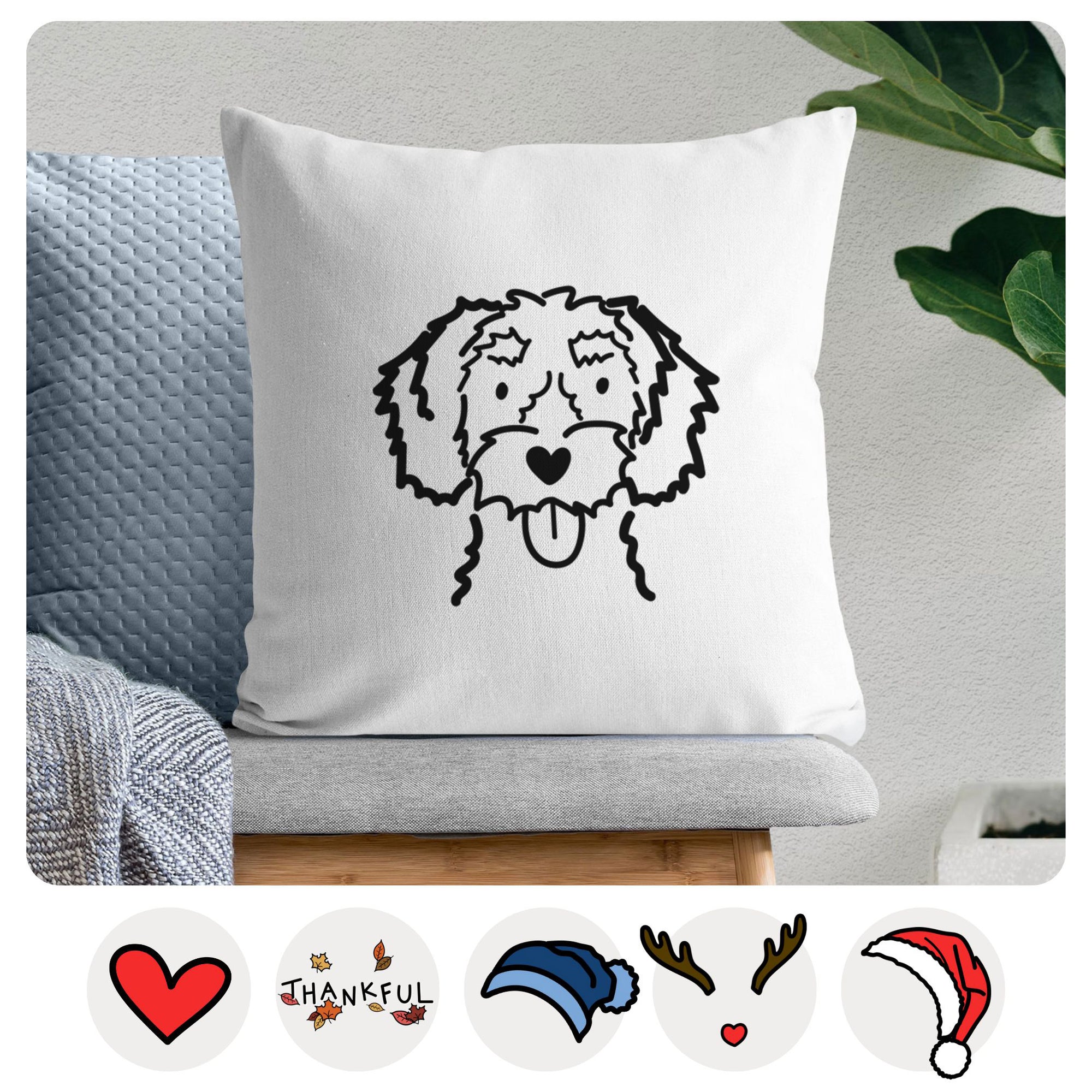 Love Always White Schnoodle - Throw Pillow Cover