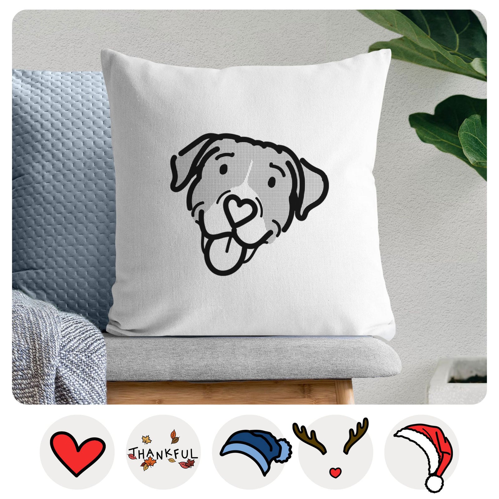 Love Always Pitbull Mix - Shadow -  Throw Pillow Cover
