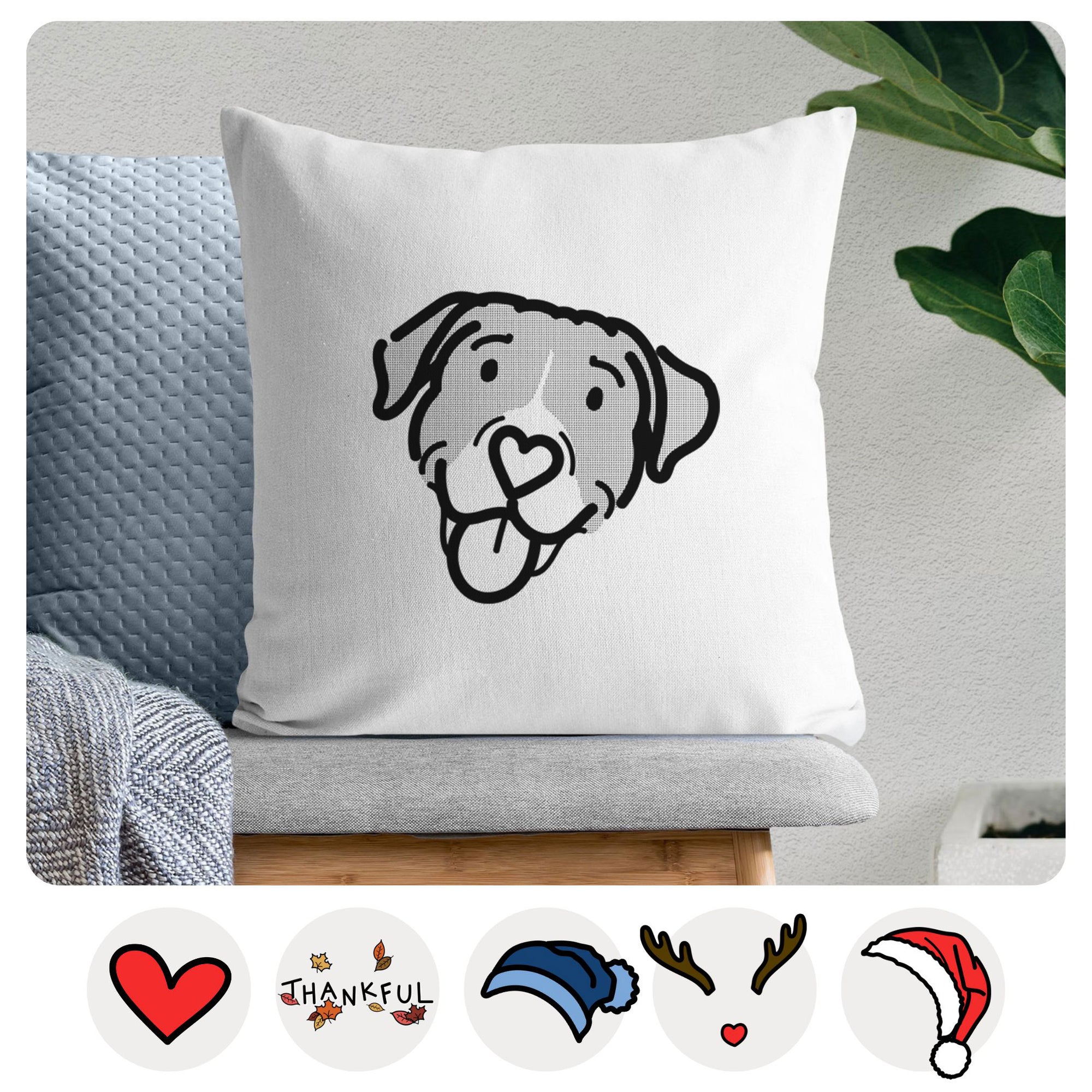 Love Always Pitbull Mix - Shadow -  Throw Pillow Cover