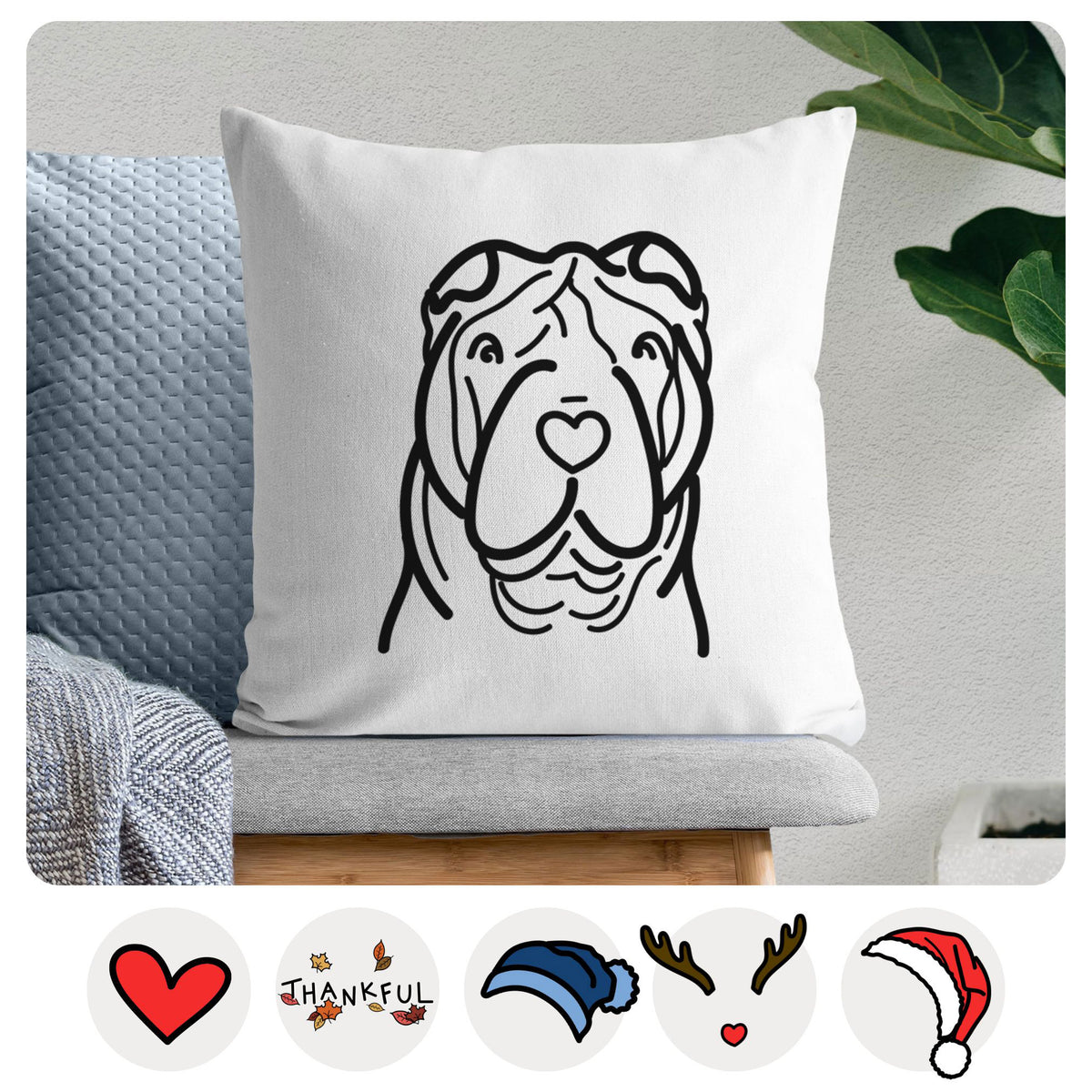 Love Always Shar Pei - Throw Pillow Cover