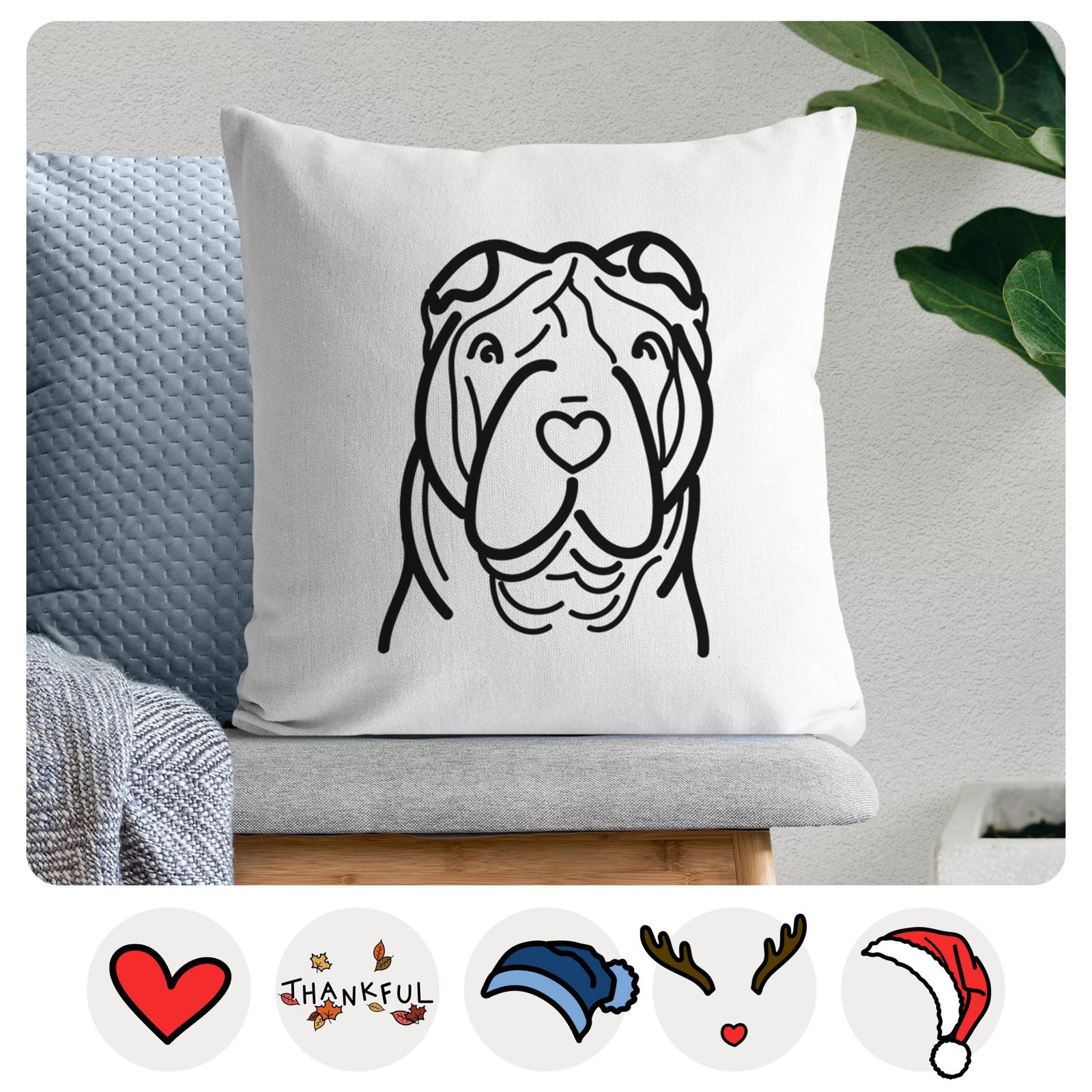 Love Always Shar Pei - Throw Pillow Cover