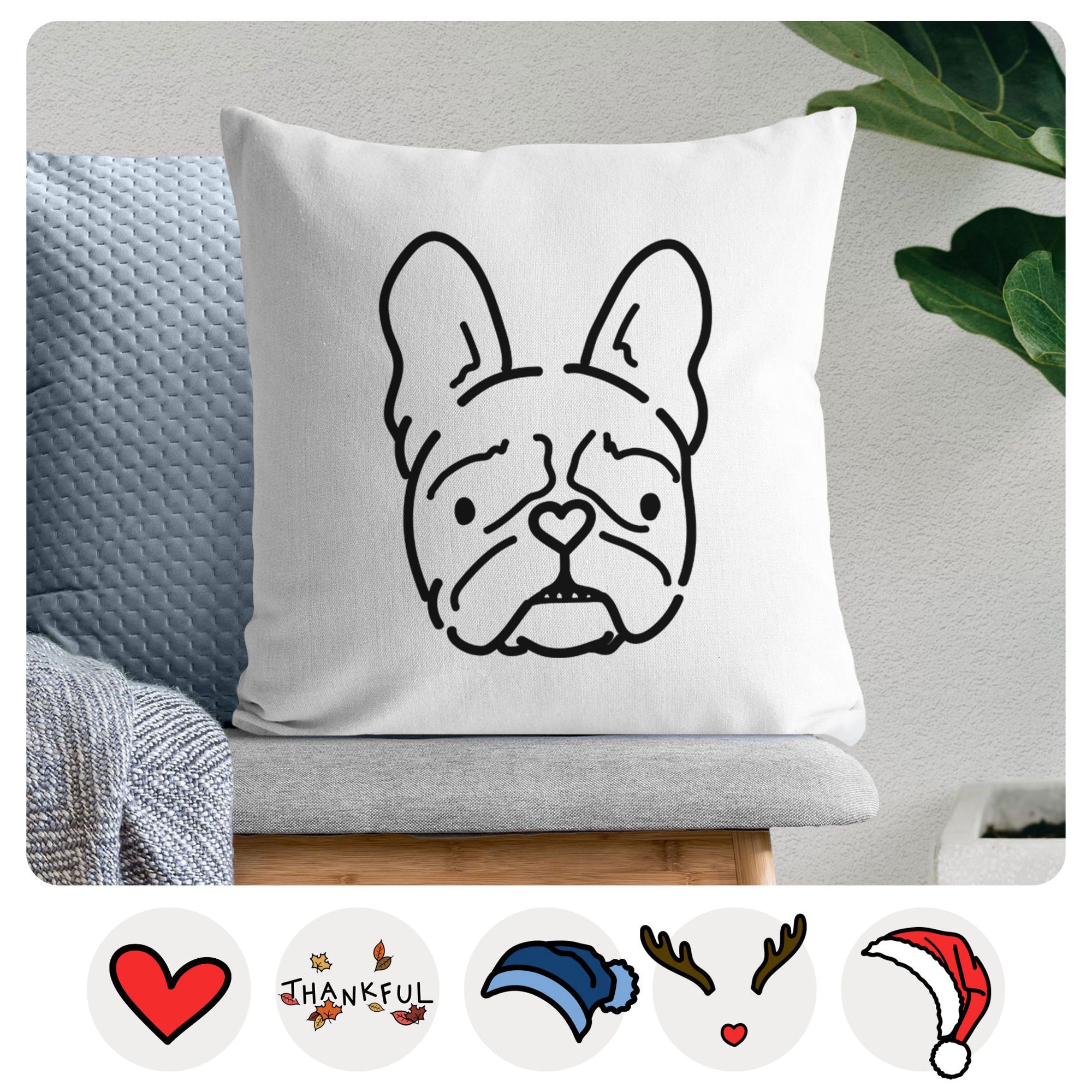 Love Always French Bulldog - Squishy -  Throw Pillow Cover