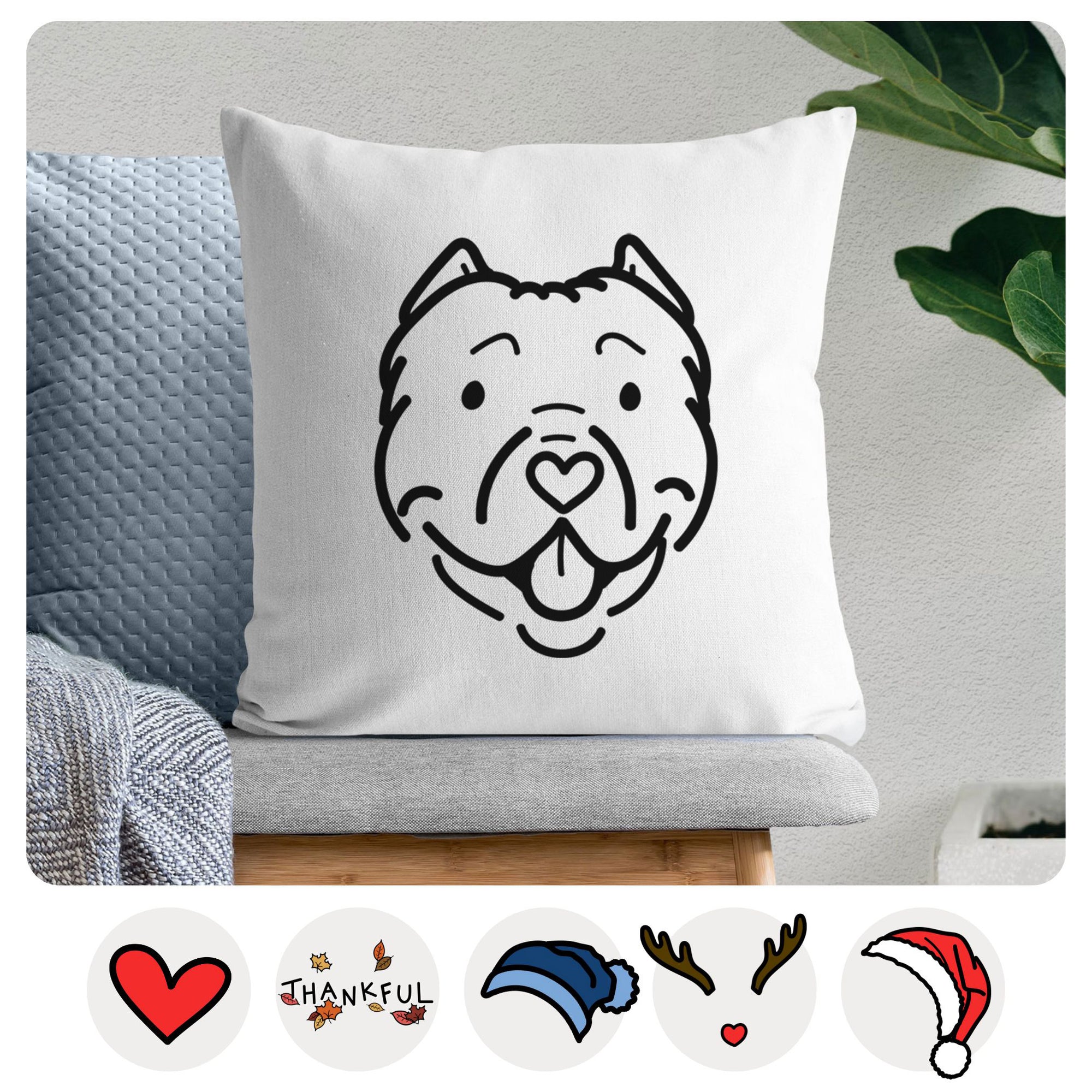 Love Always American Bully - Tank -  Throw Pillow Cover