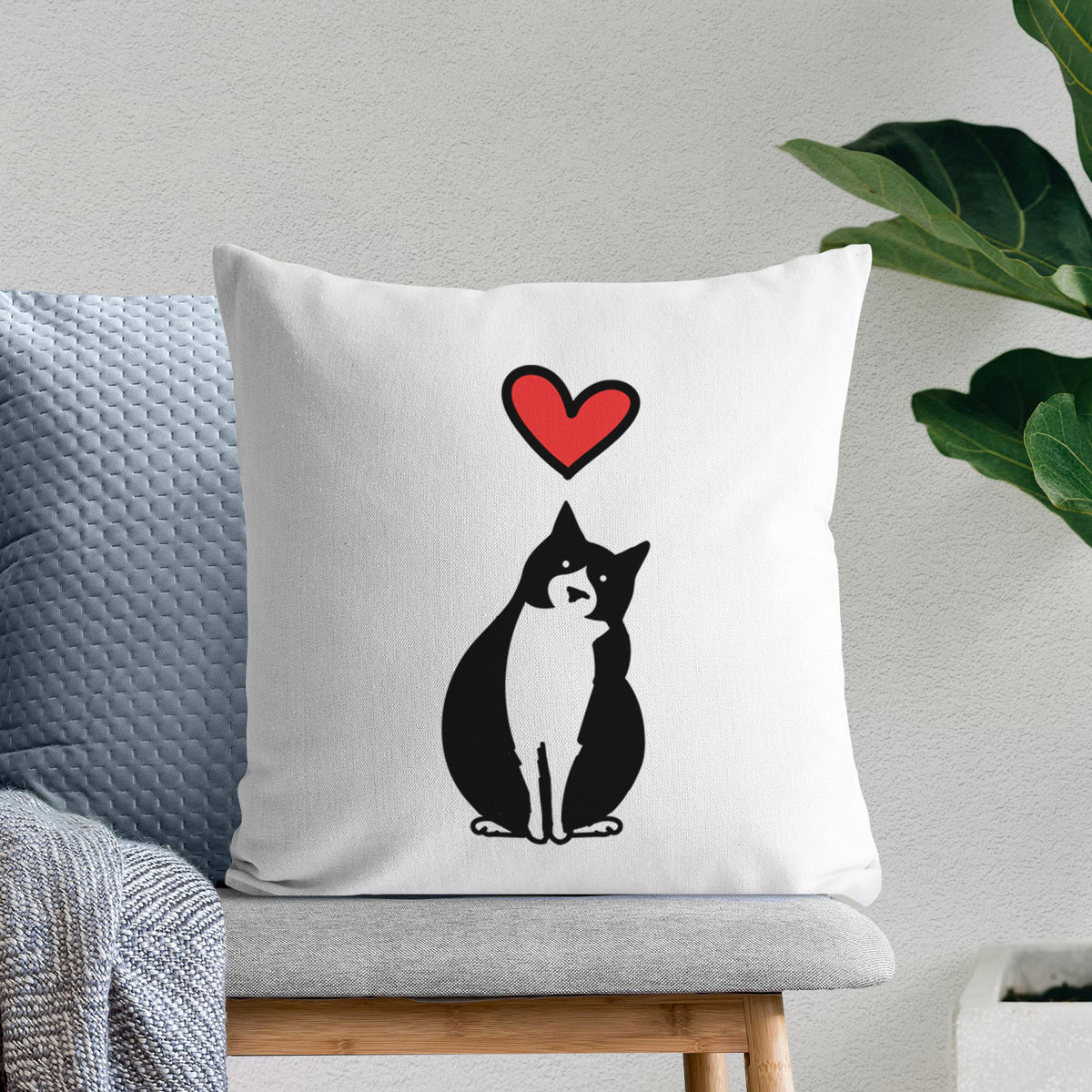 Love Always Tuxedo Cat - Oliver -  Throw Pillow Cover