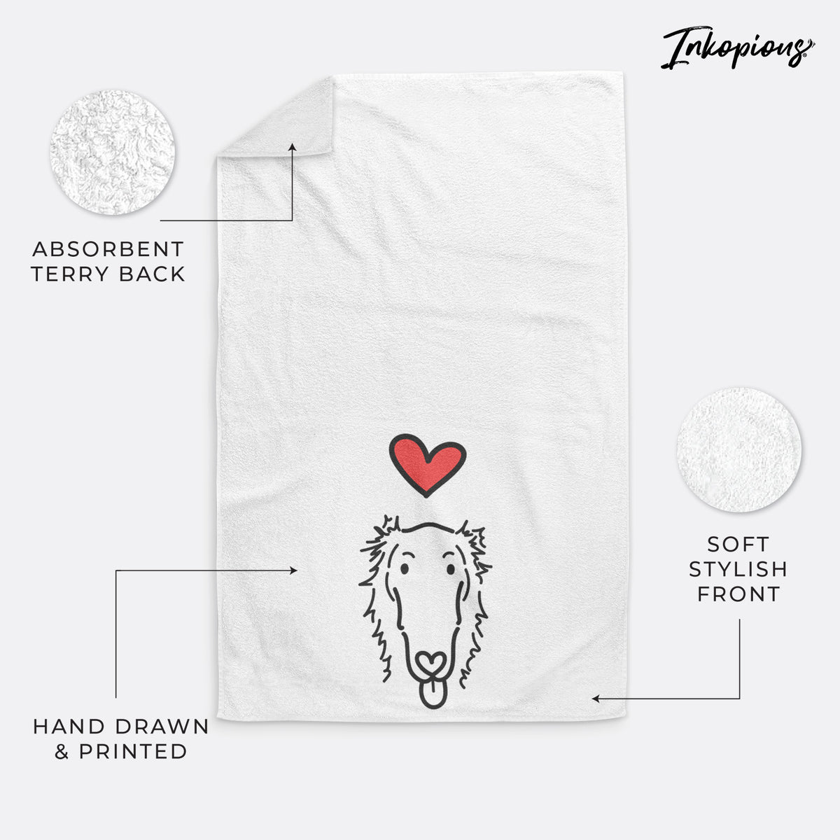 Love Always Borzoi - Opal - Decorative Hand Towel