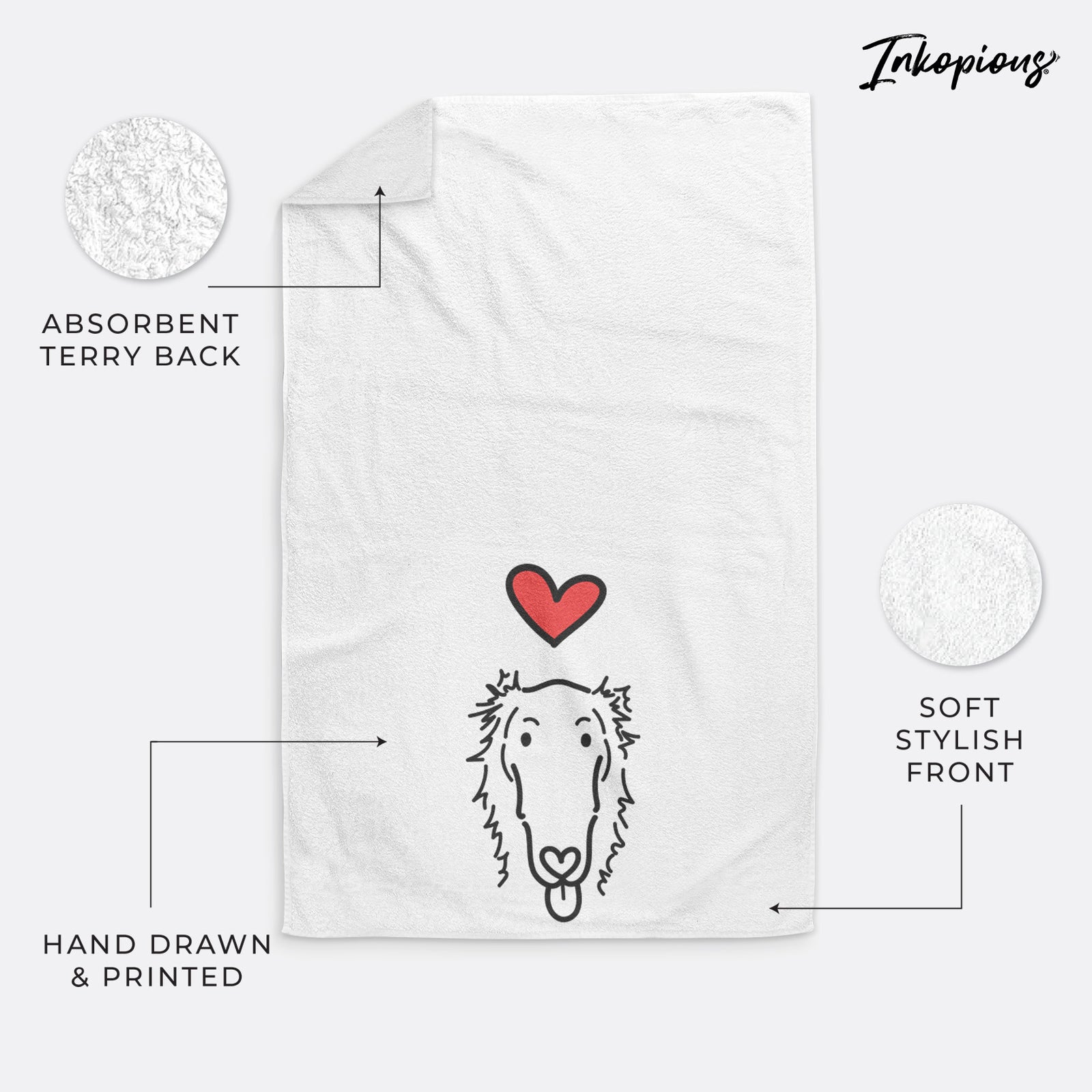 Love Always Borzoi - Opal - Decorative Hand Towel