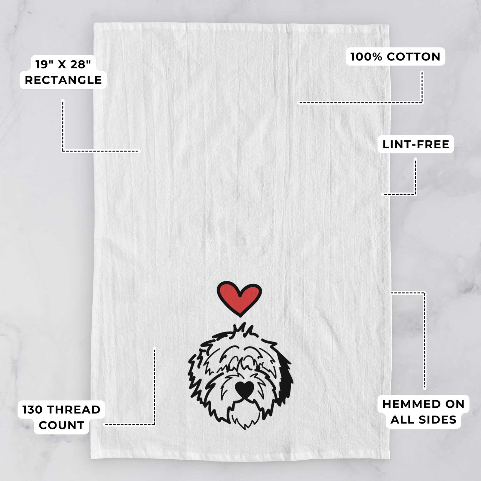 Love Always Old English Sheepdog - Penny - Tea Towel