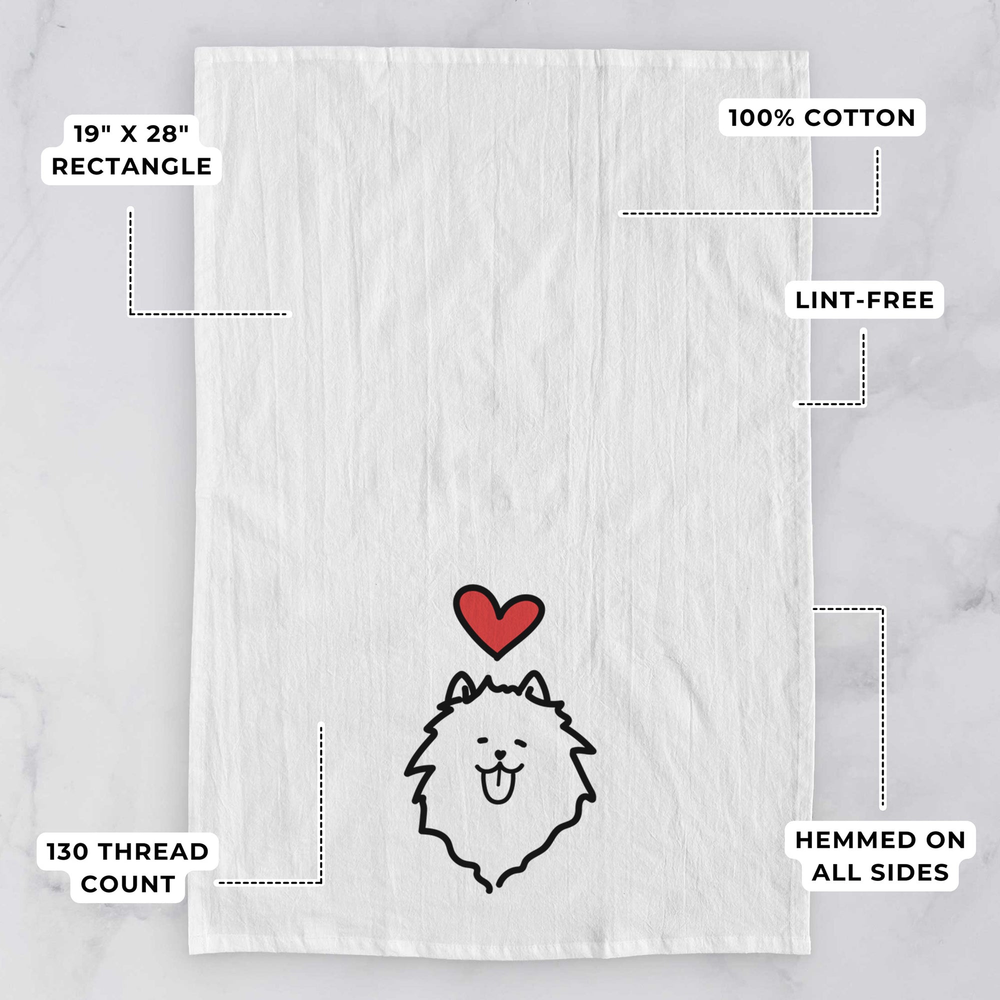 Love Always Pomeranian - Tea Towel