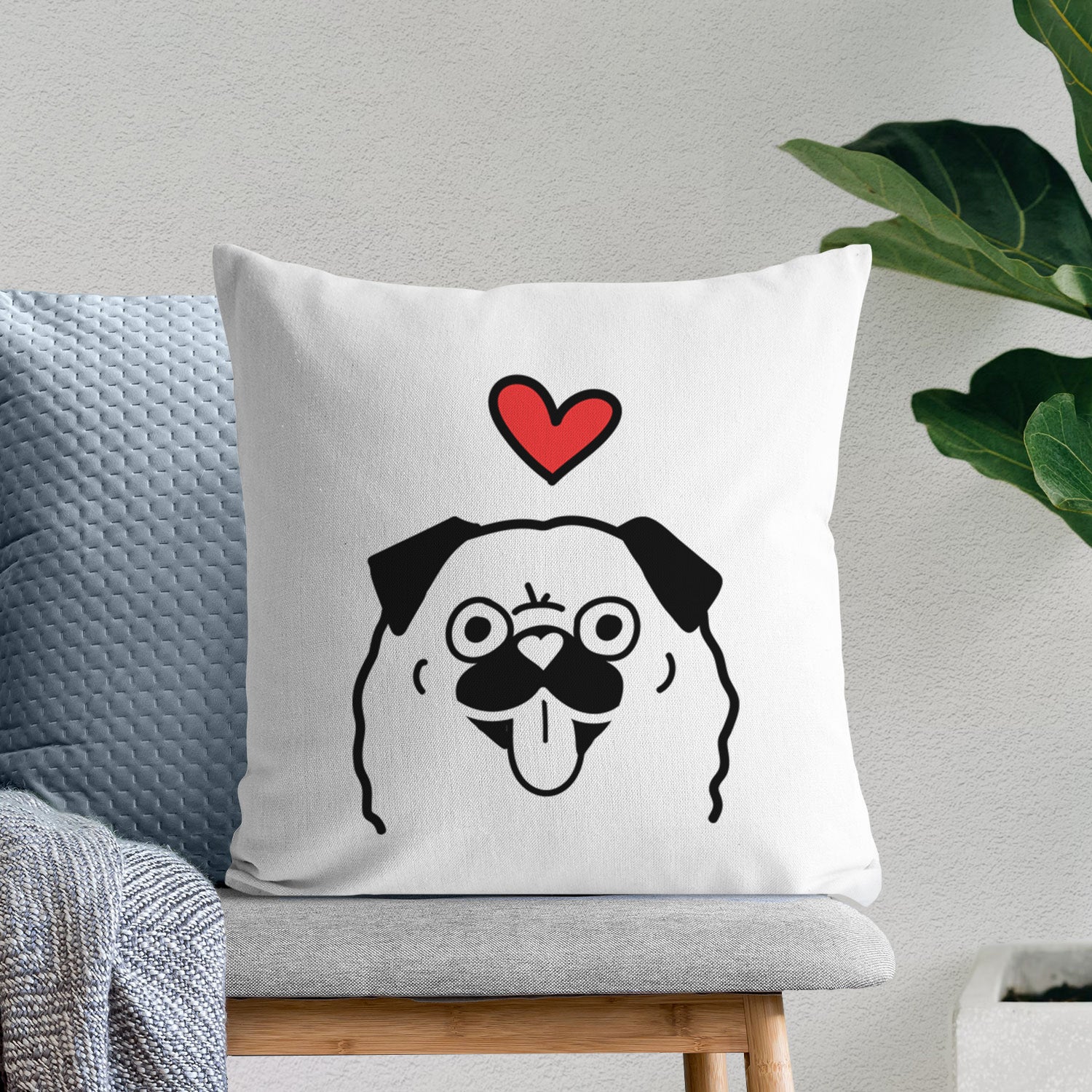 Love Always Pug - Throw Pillow Cover