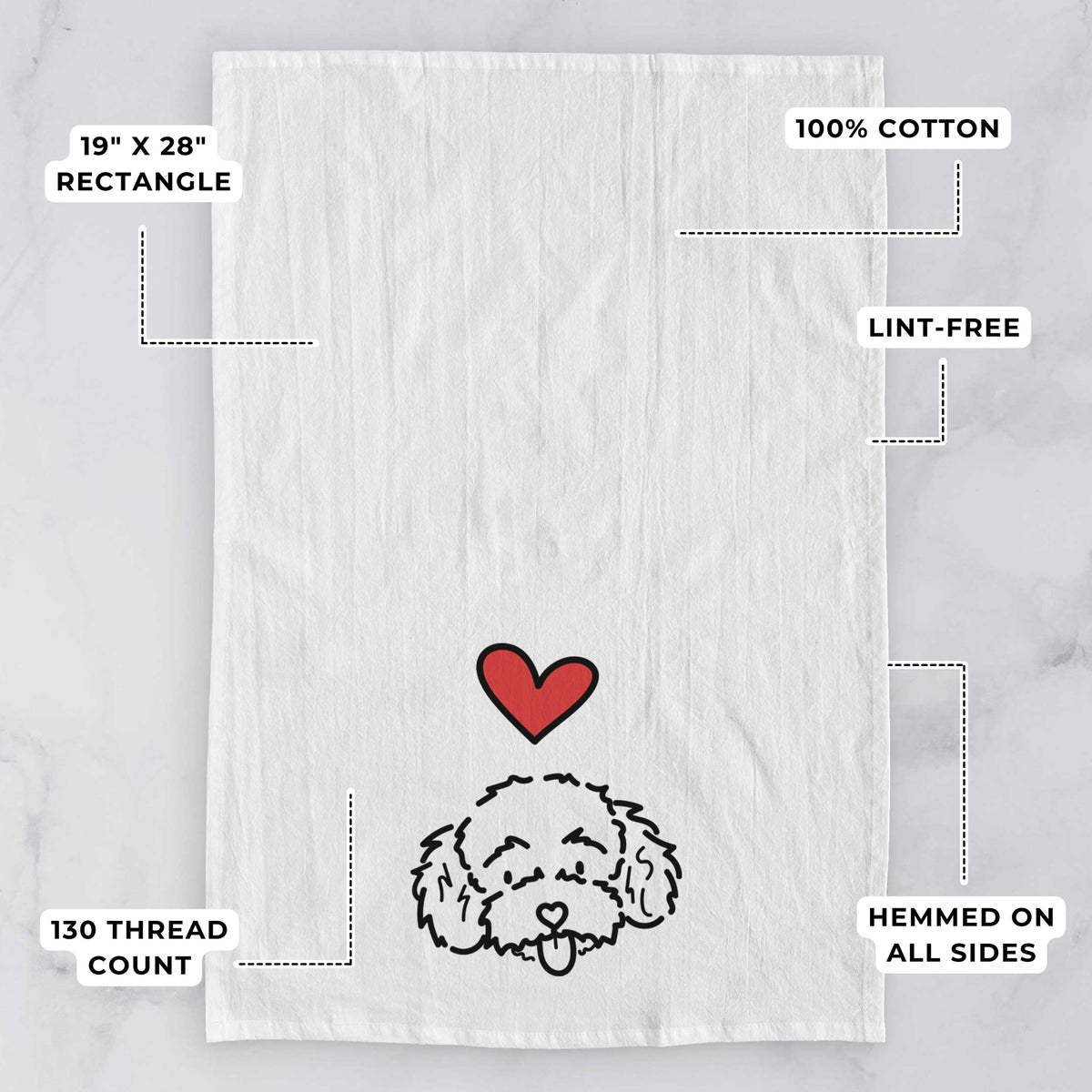 Love Always Toy Poodle - Ricci - Tea Towel